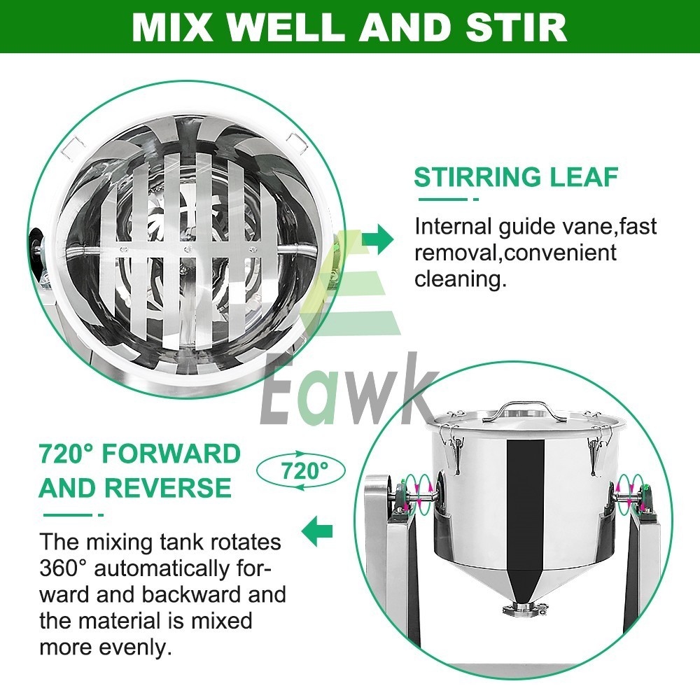 40L Lab Powder Blender 20KG Particle Mixing Machine Food Chemical Mixer 110V New