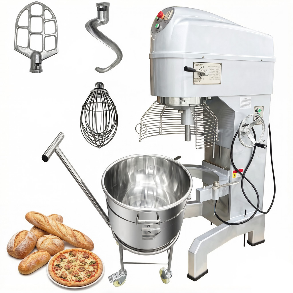 60QTCommercial Dough Mixer Machine 220V 3-Phase Electric Spiral Food Mixer