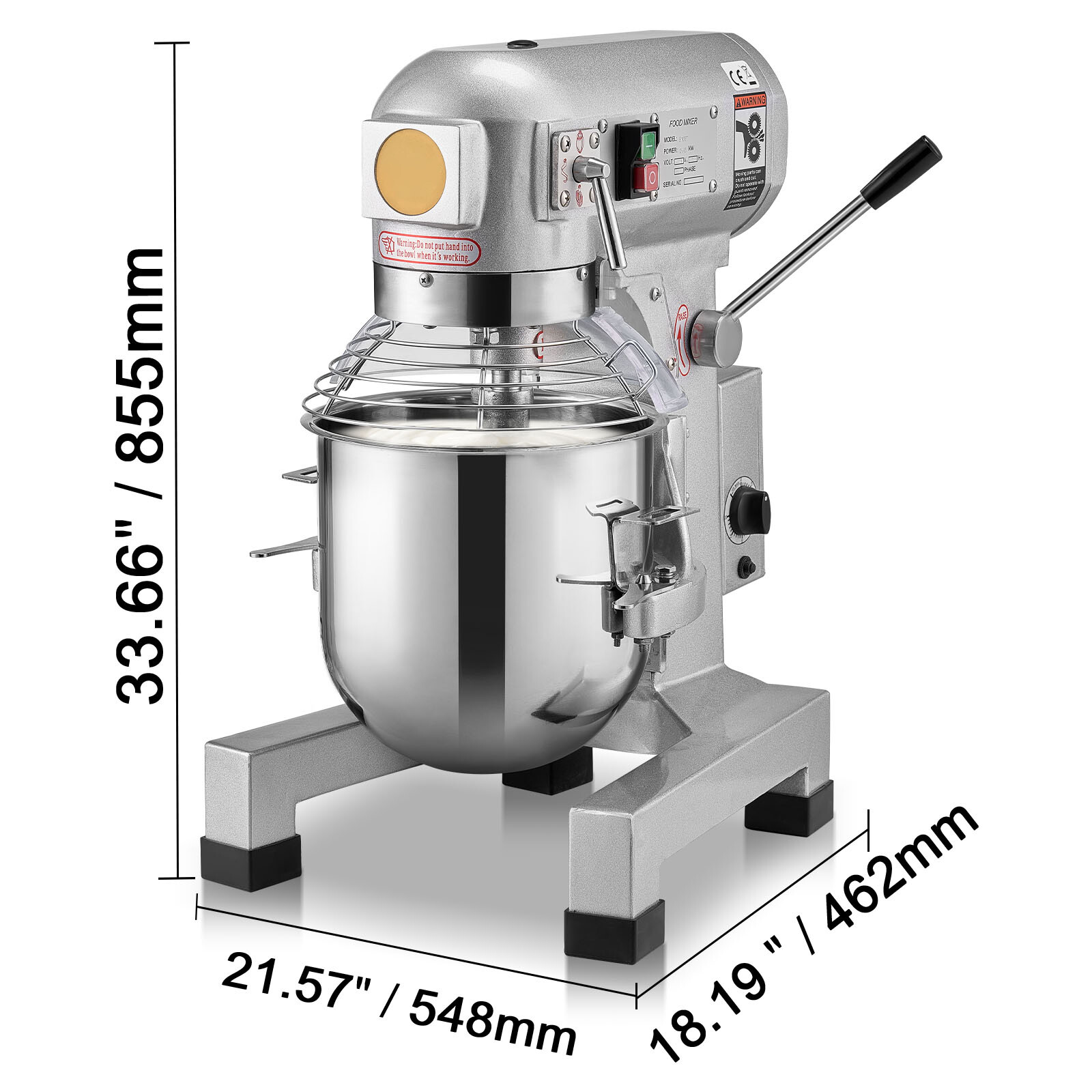 VEVOR Commercial Food Mixer 30QT 3-Speed Stand Dough Mixer 1100W w/ Timer