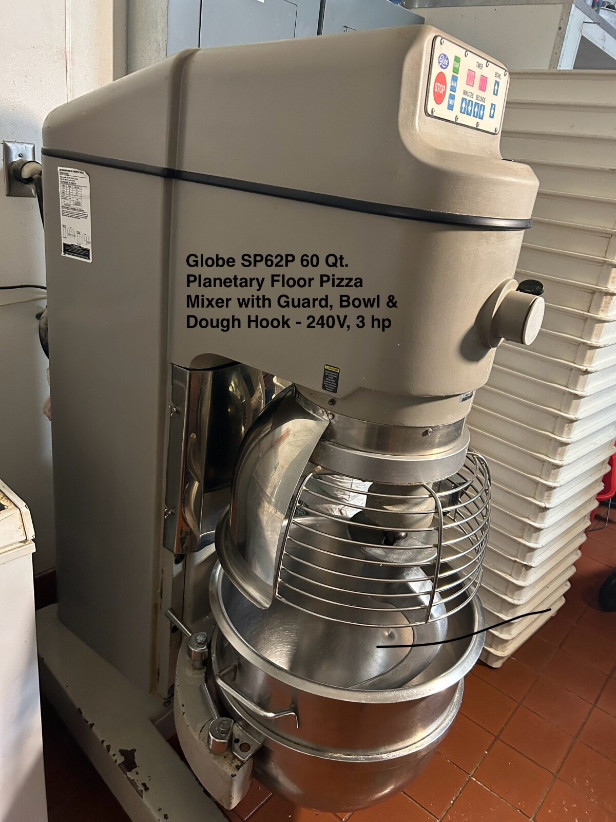 Globe SP62P-4 60 Qt Planetary Mixer Commercial 4 Speed with #12 Hub 3 HP