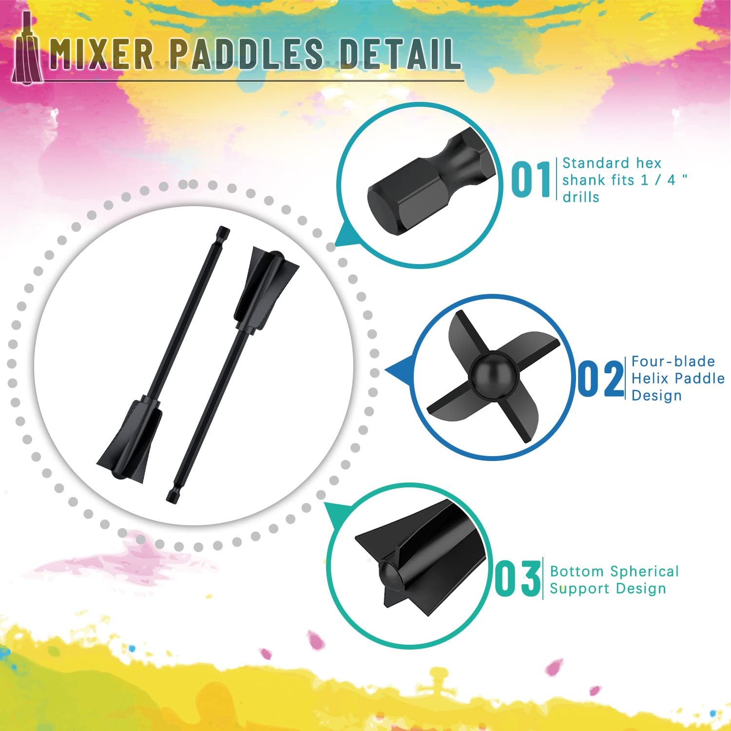 Suzzam Resin Mixer Paddles, 12 pcs Plastic Epoxy Mixer for Drill Paint Stirrer f