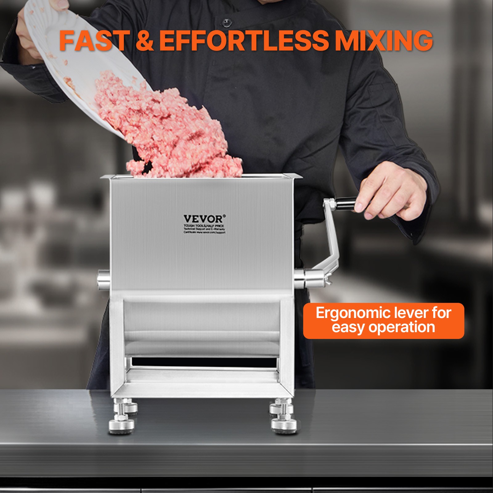 VEVOR Manual Meat Mixer Fixed Tank Mixing Max 15LB for Meat Sausage Mixer