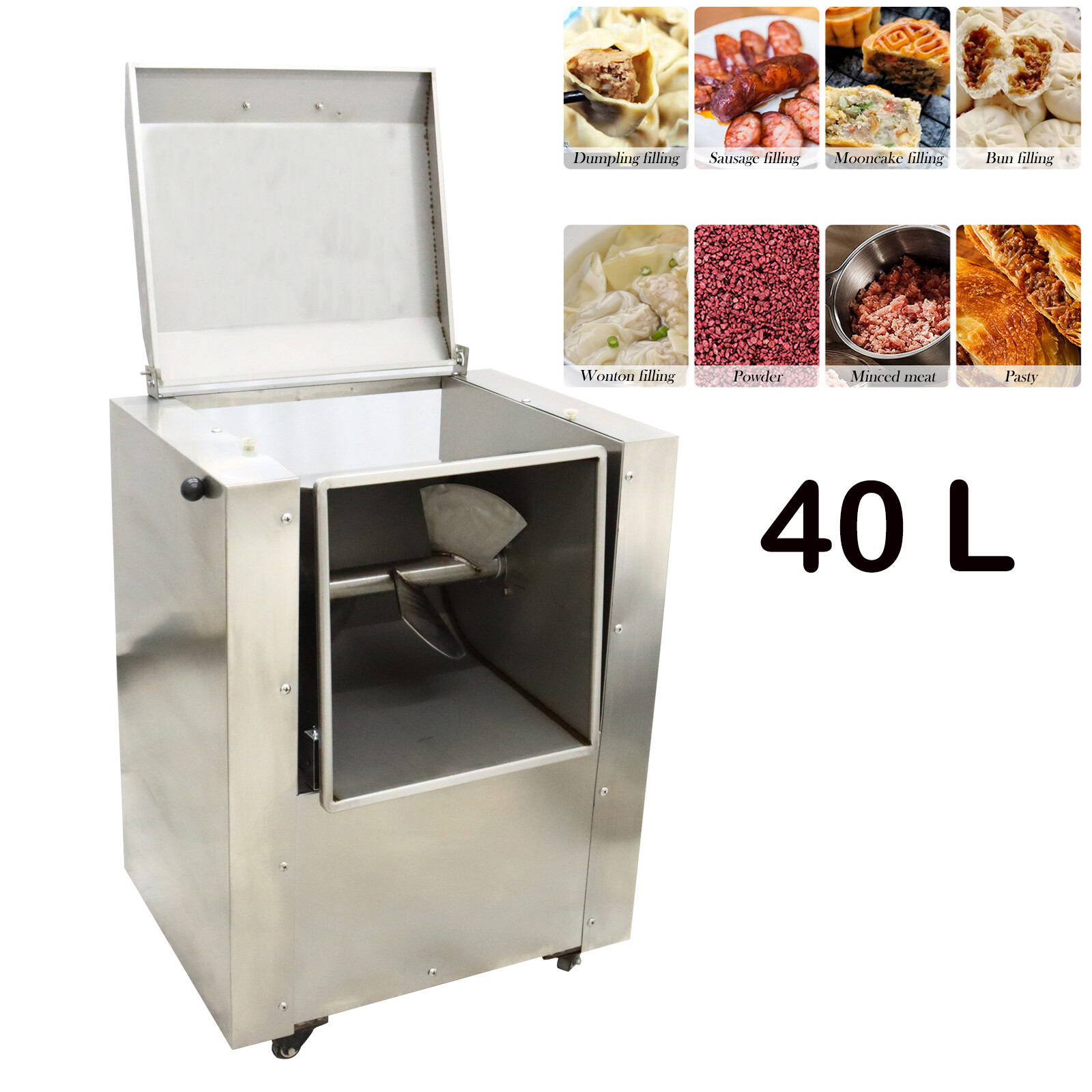 Auto Horizontal Electric Meat Mixer Stainless Steel Meat Vegetable Blender 40L