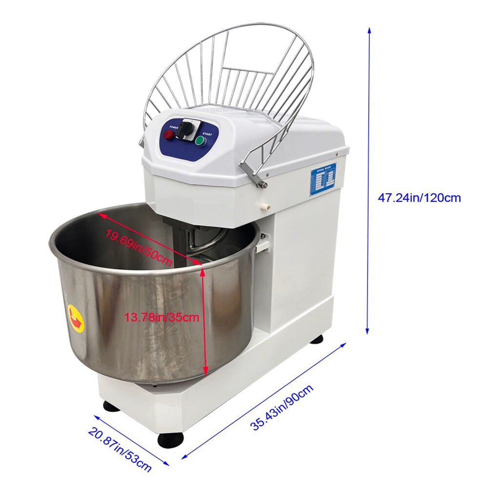 60qt Spiral Bread Dough Mixer 3Phase Electric Flour Mixer Pizza Dough Maker 220V