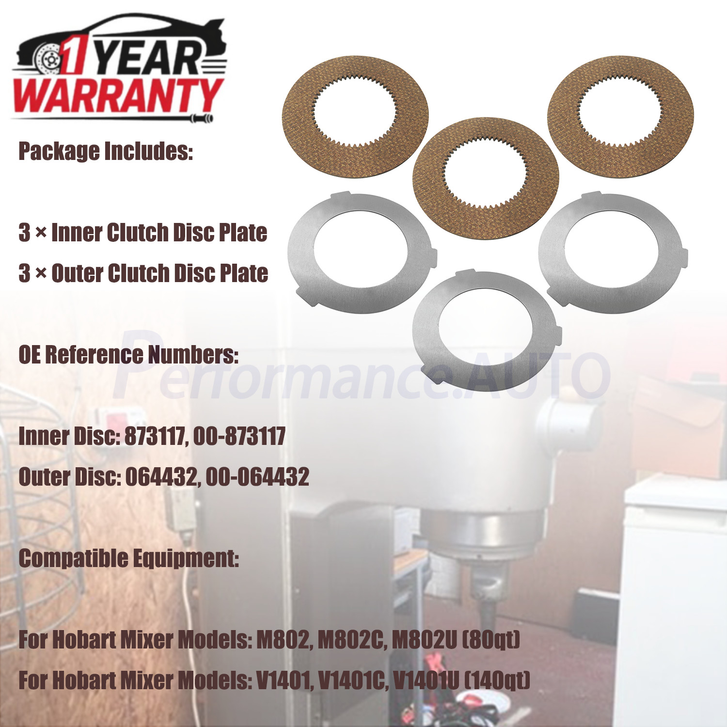 6x Inner & Outer Clutch Disc Kit Fit Hobart Mixer M802 & V1401 873117 064432 New
