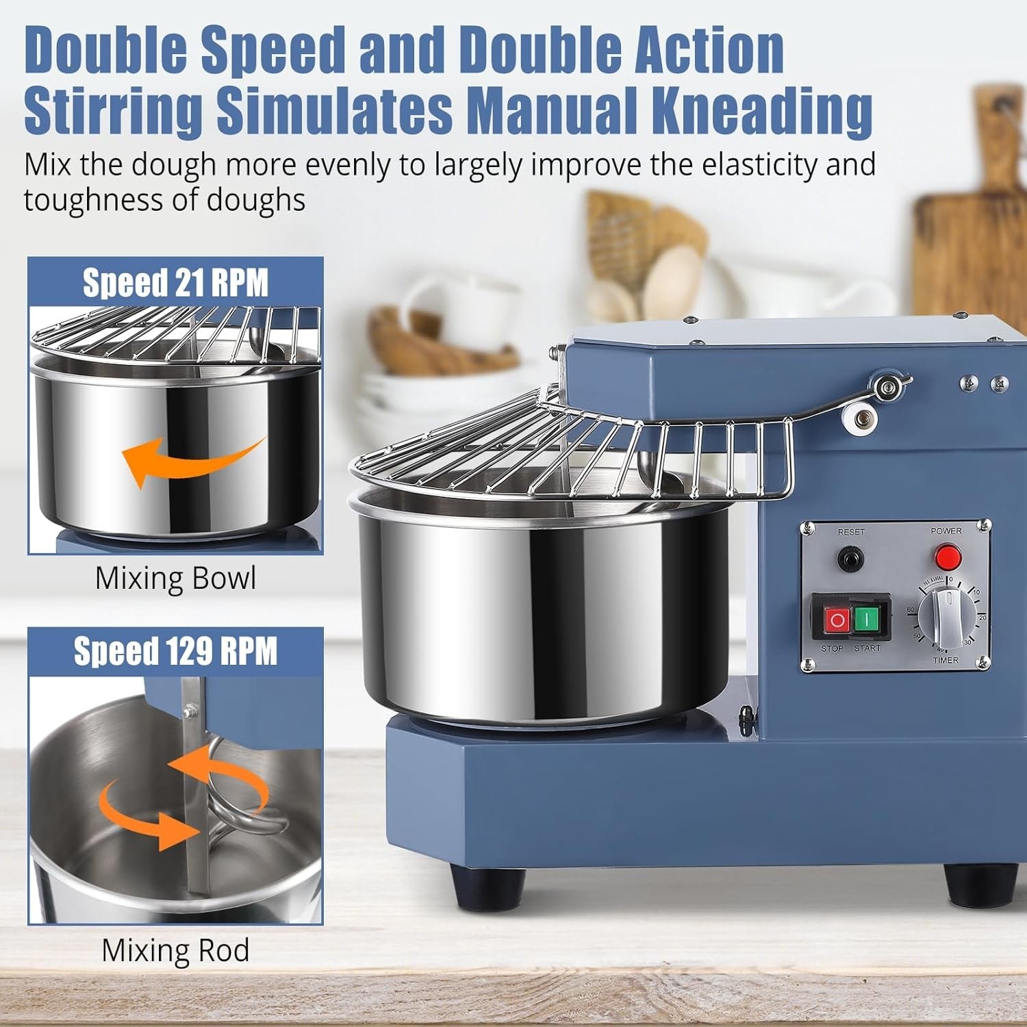 Commercial Dough Mixer 10.5Qt 650W Dual Rotating Kneading Machine Stand Mixer