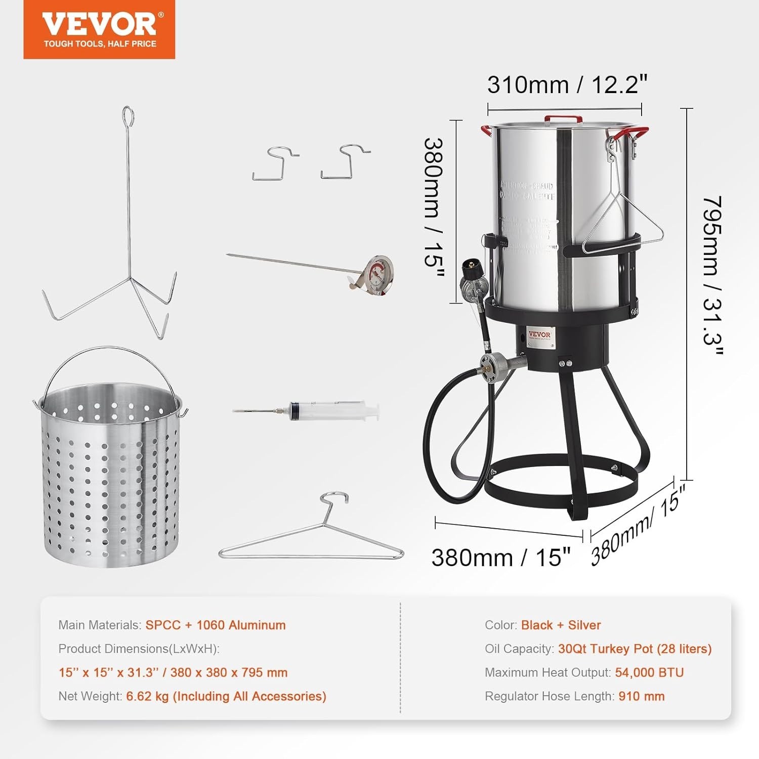 Complete 30 Quart Seafood Boiling Kit and Turkey Fryer with BPA Free Accessories