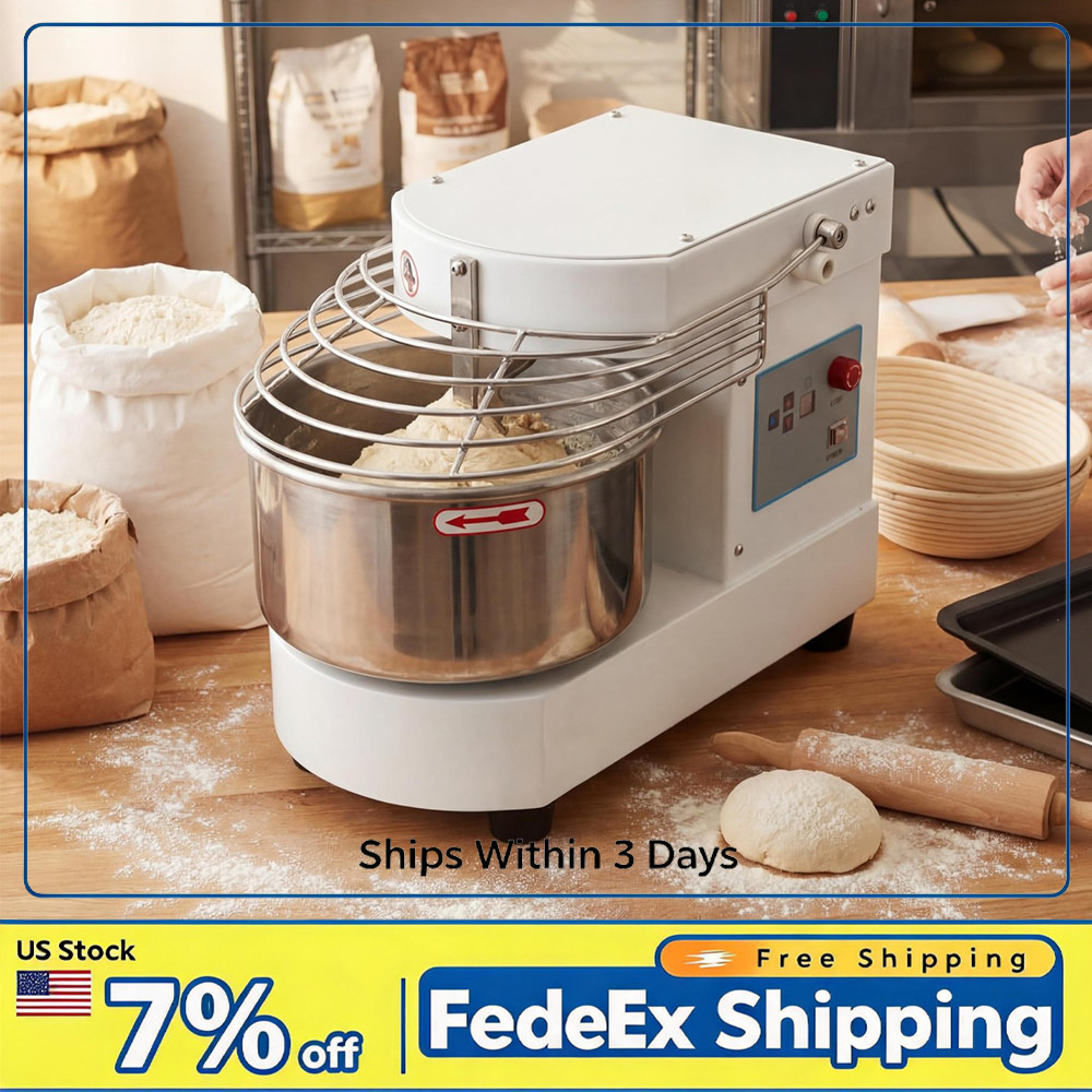 10.5QT 650W Commercial Food Mixer, Dual Rotating Dough Kneading Machine w/ Timer