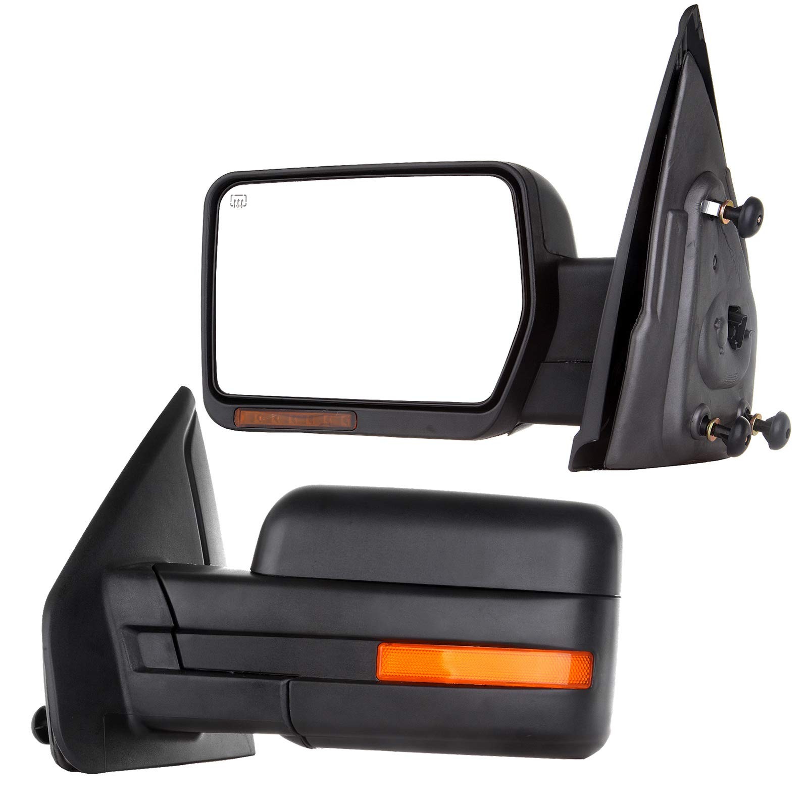 2007-2014 Ford F-150 Towing Mirrors Left Right Manual Black No Heat No Signal