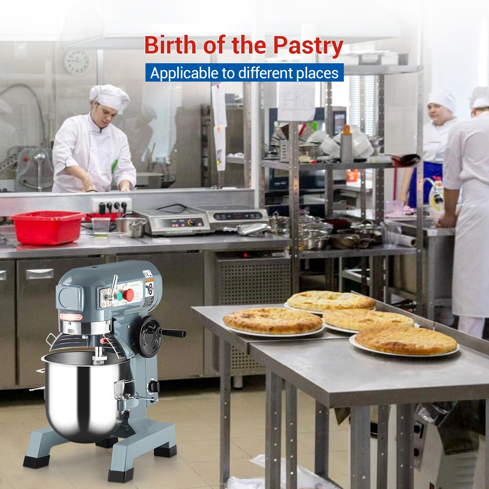 Commercial Food Mixer Electric Dough Mixer 15Qt 3 Speeds Pizza Bakery 600W