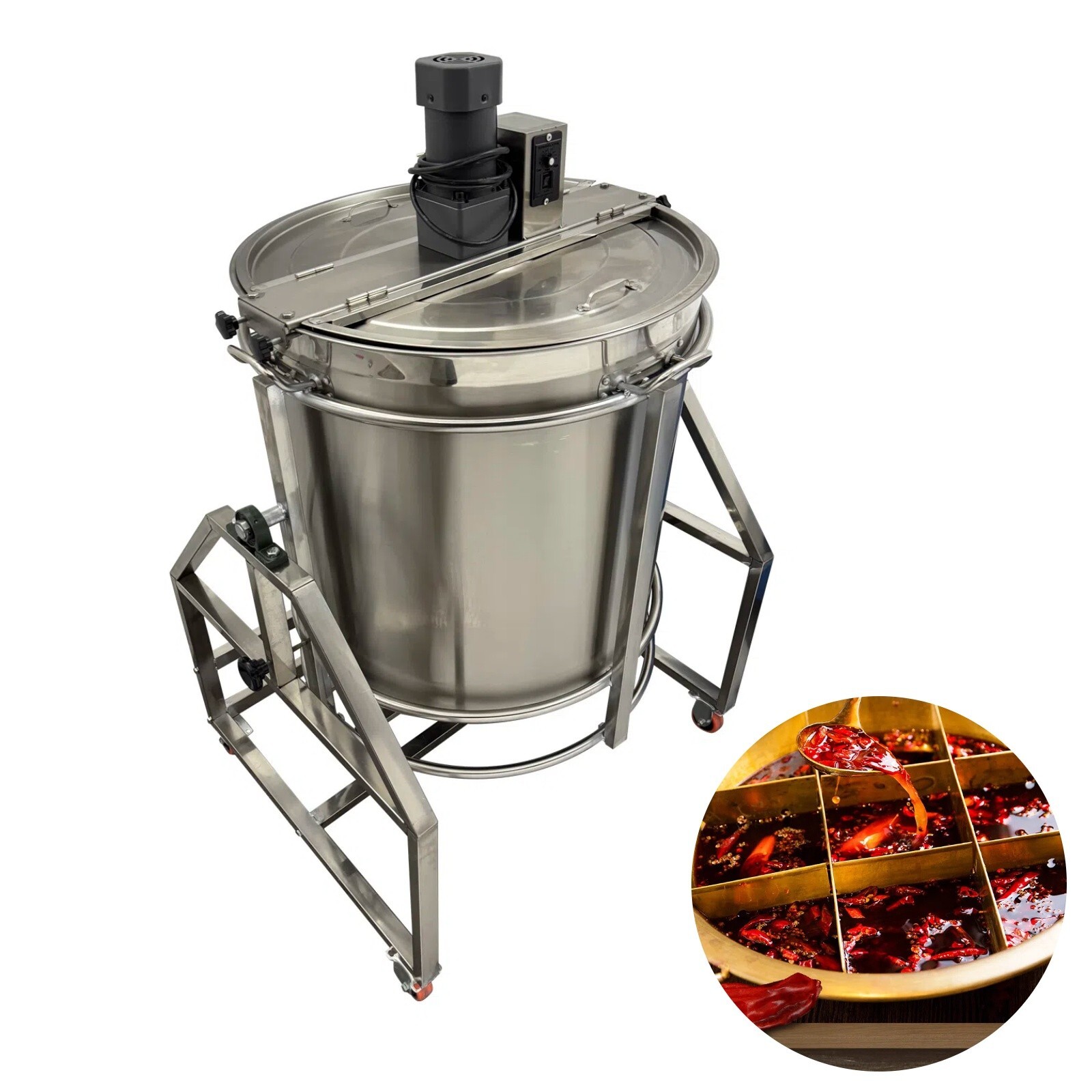 70L Hot Pot Base Seasoning Stir-Fry Mixing Machine 110V Gas & Electric Heating