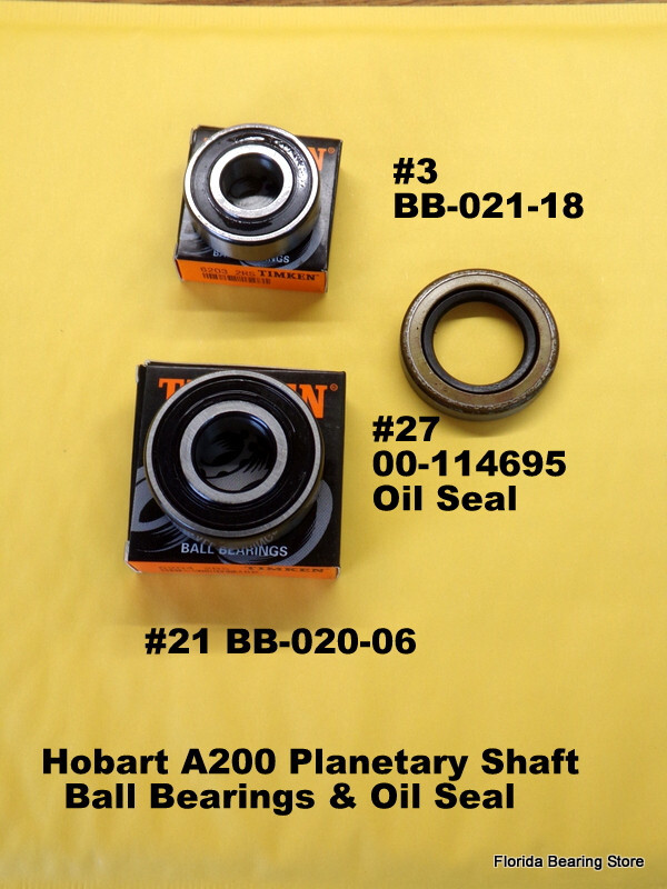 Hobart A120-A200 Planetary Shaft BB-020-18 Top BB-020-06 Bottom Seal 00-11469