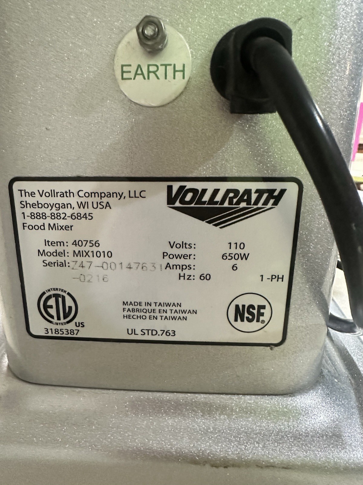 Vollrath MIX1010 Commercial 5 Speed Countertop Mixer w/ Attachments