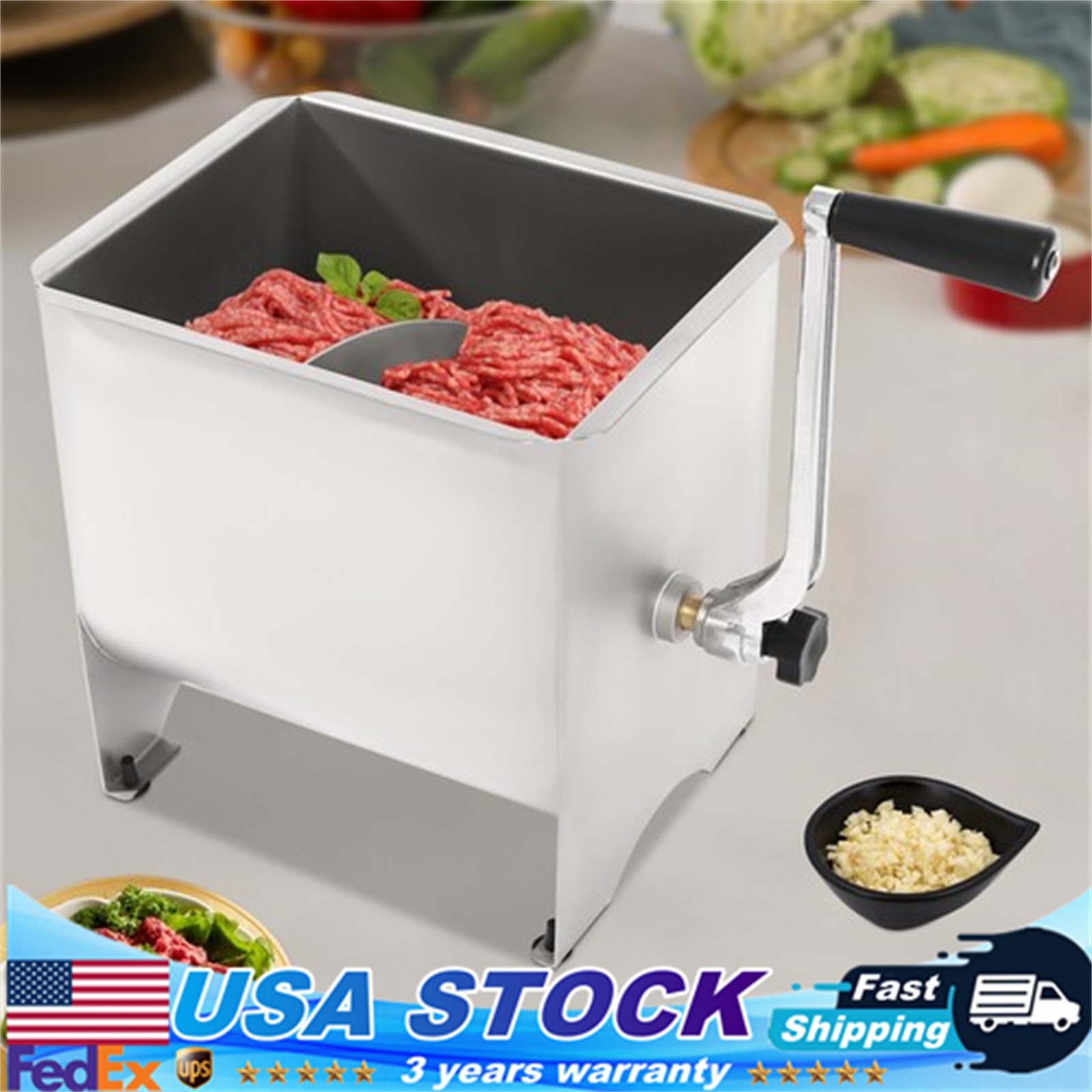 20LB Manual Meat Mixer Hand Meat Sausage Mixer Machine Stainless Steel W/Handle