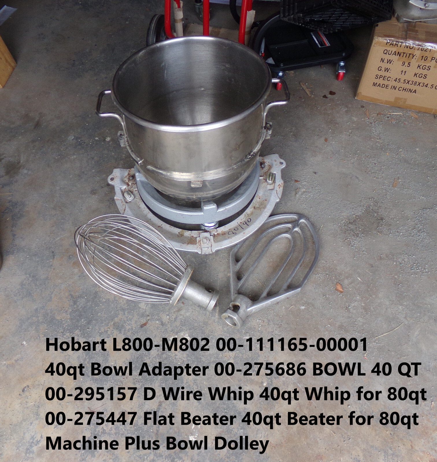 Hobart L800-M802 00-111165-00001 40qt Bowl Adapter 00-275686 BOWL 40 QT 00-29515