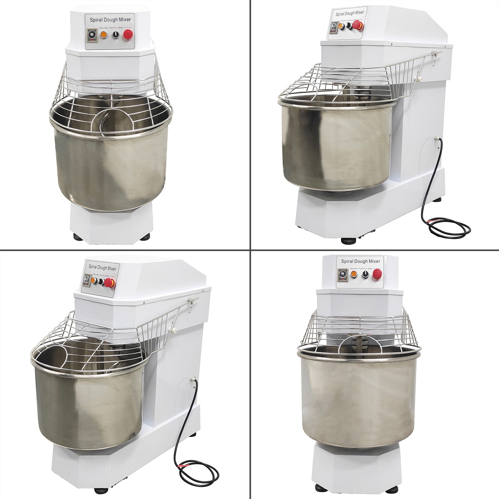 60L Silent Commercial Dual-Speed Dough Mixer w Dual-Action Arm & Bowl Rotation