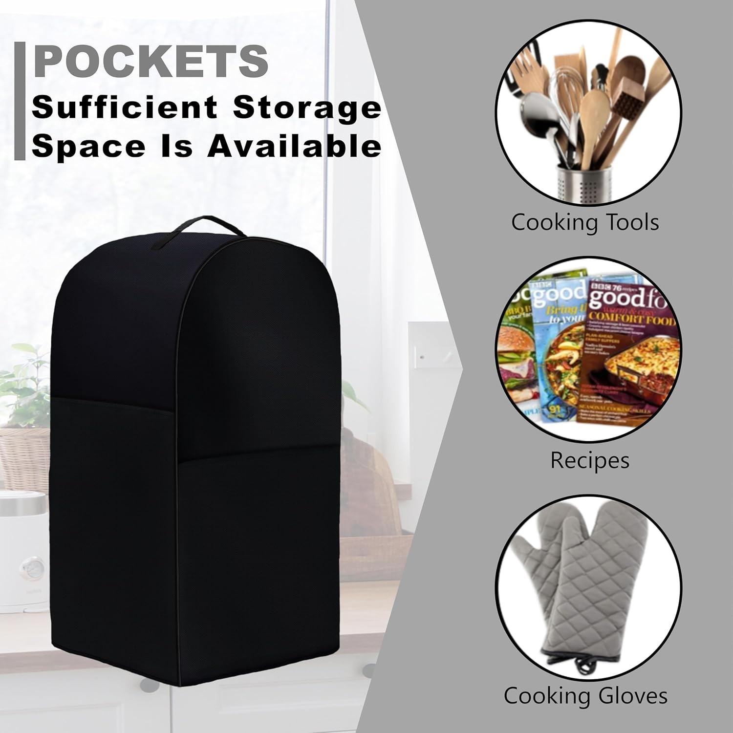 Durable Dustproof Commercial Mixer Cover with Storage Pockets – 15QT