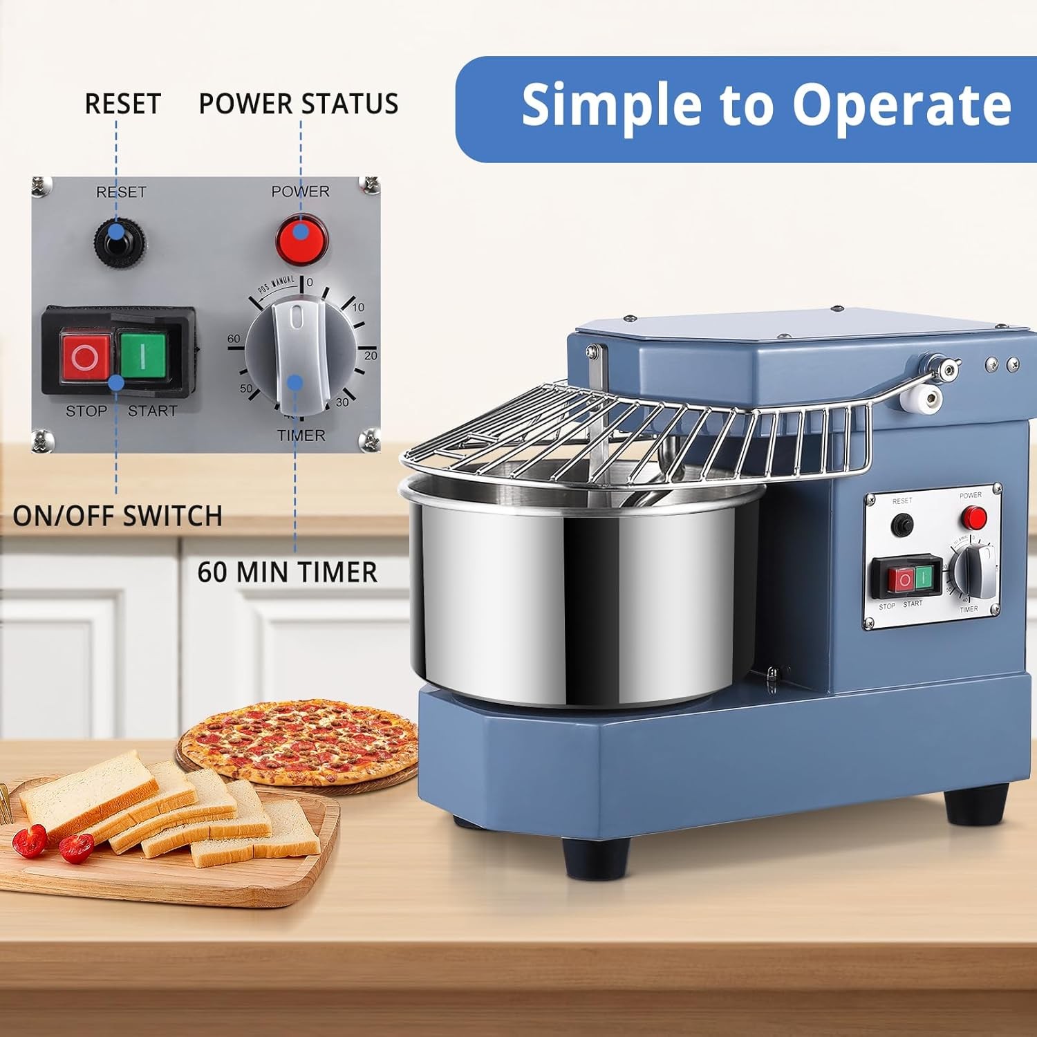 Commercial Dough Mixer 10.5Qt 650W Dual Rotating Kneading Machine Stand Mixer