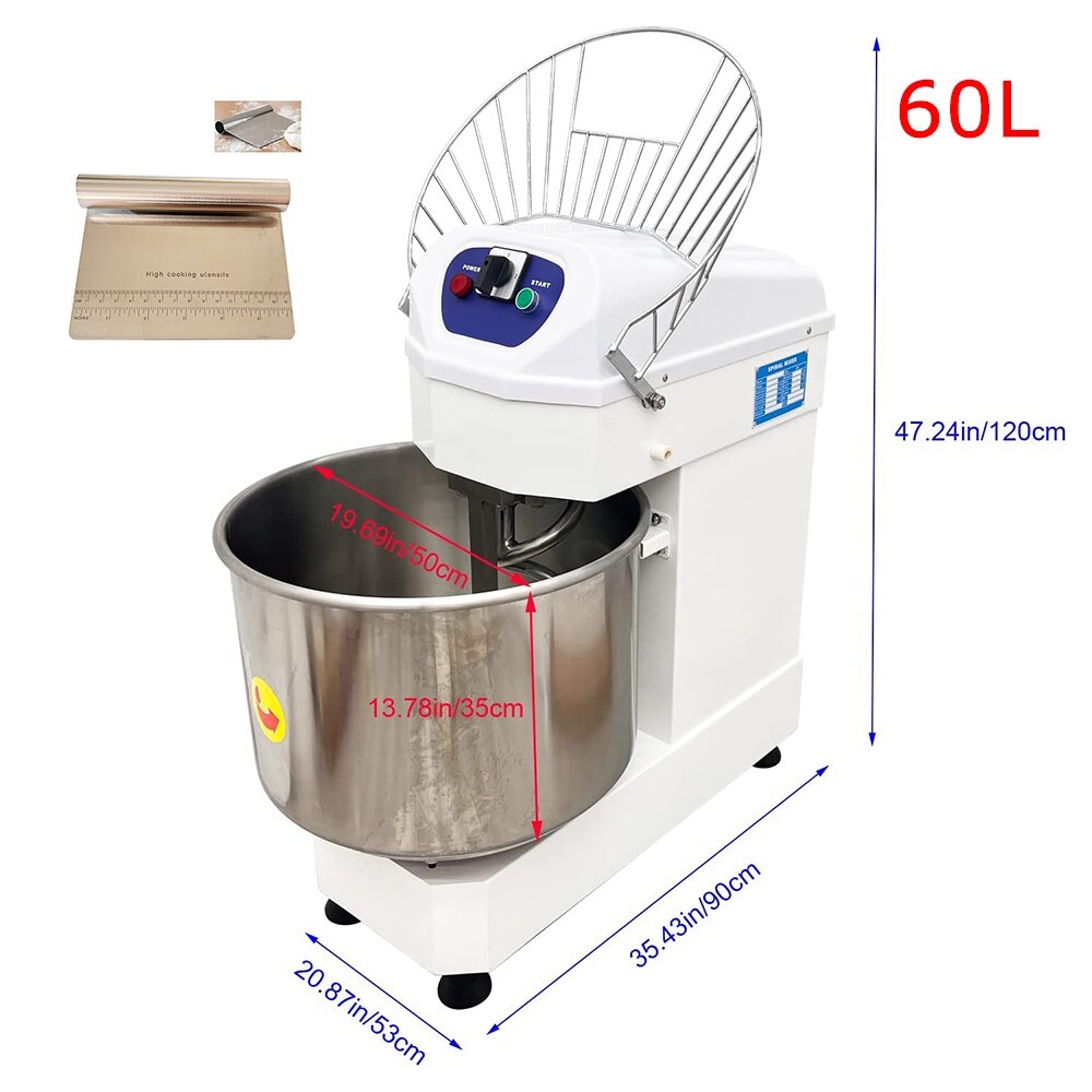 60L Commercial Electric Dough Mixer Kneader 220V 3Phase Stand Mixer Pizza Bakery