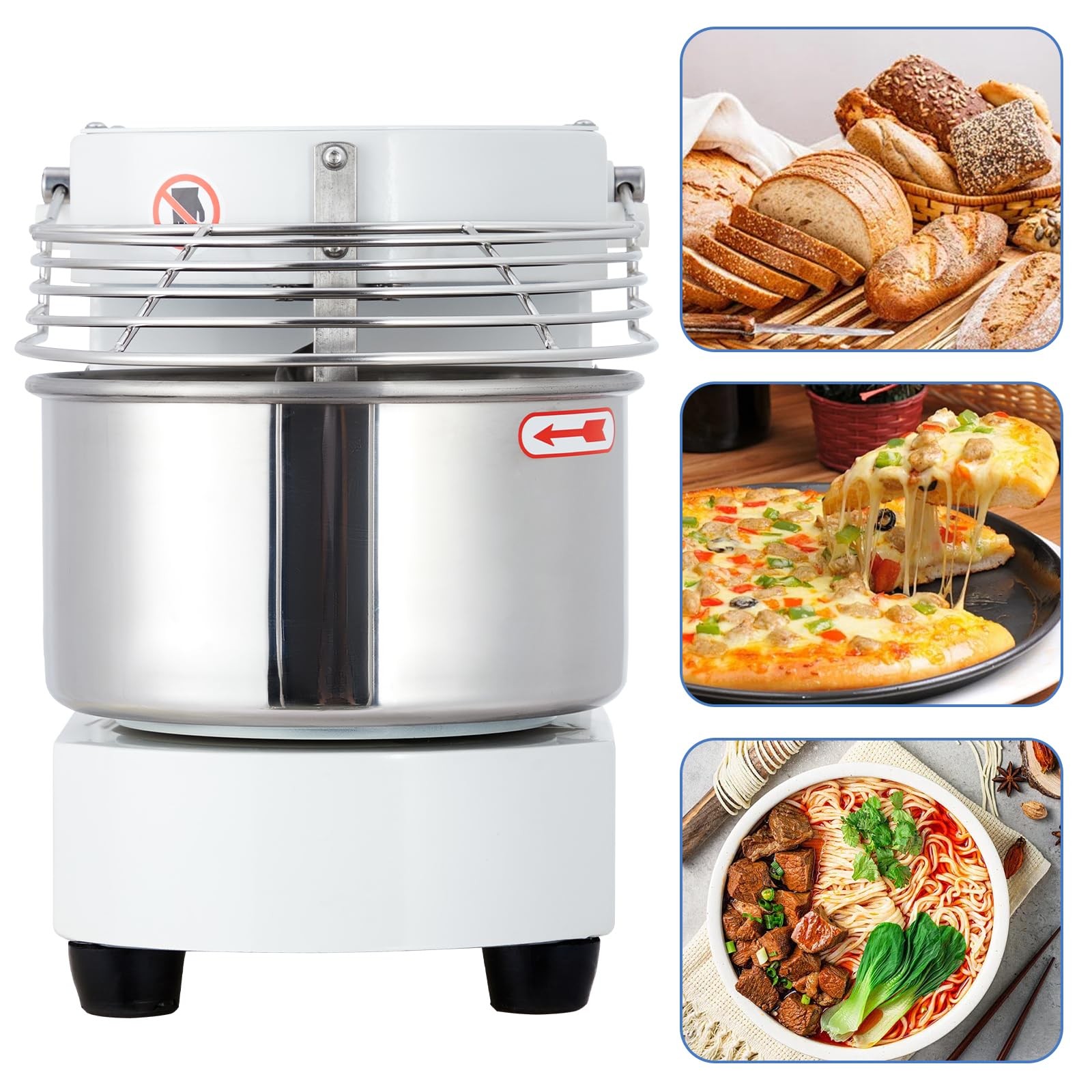 10.5 Qt Commercial Food Mixer 650W Dual Rotating Dough Kneading Machine With Tou