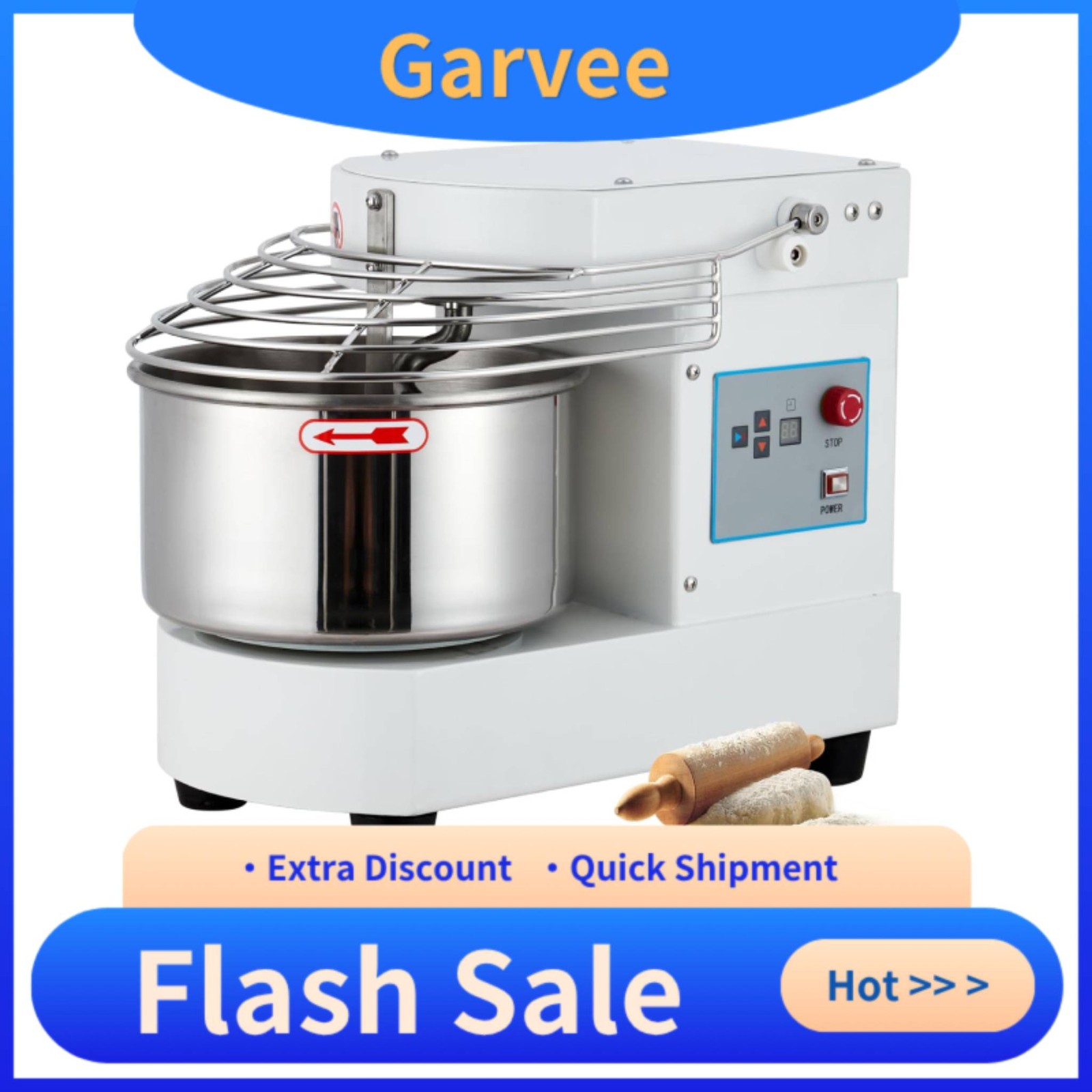 650W Dual Rotating Dough Kneading Structure Commercial Food Mixer 10.5 Qt Capaci