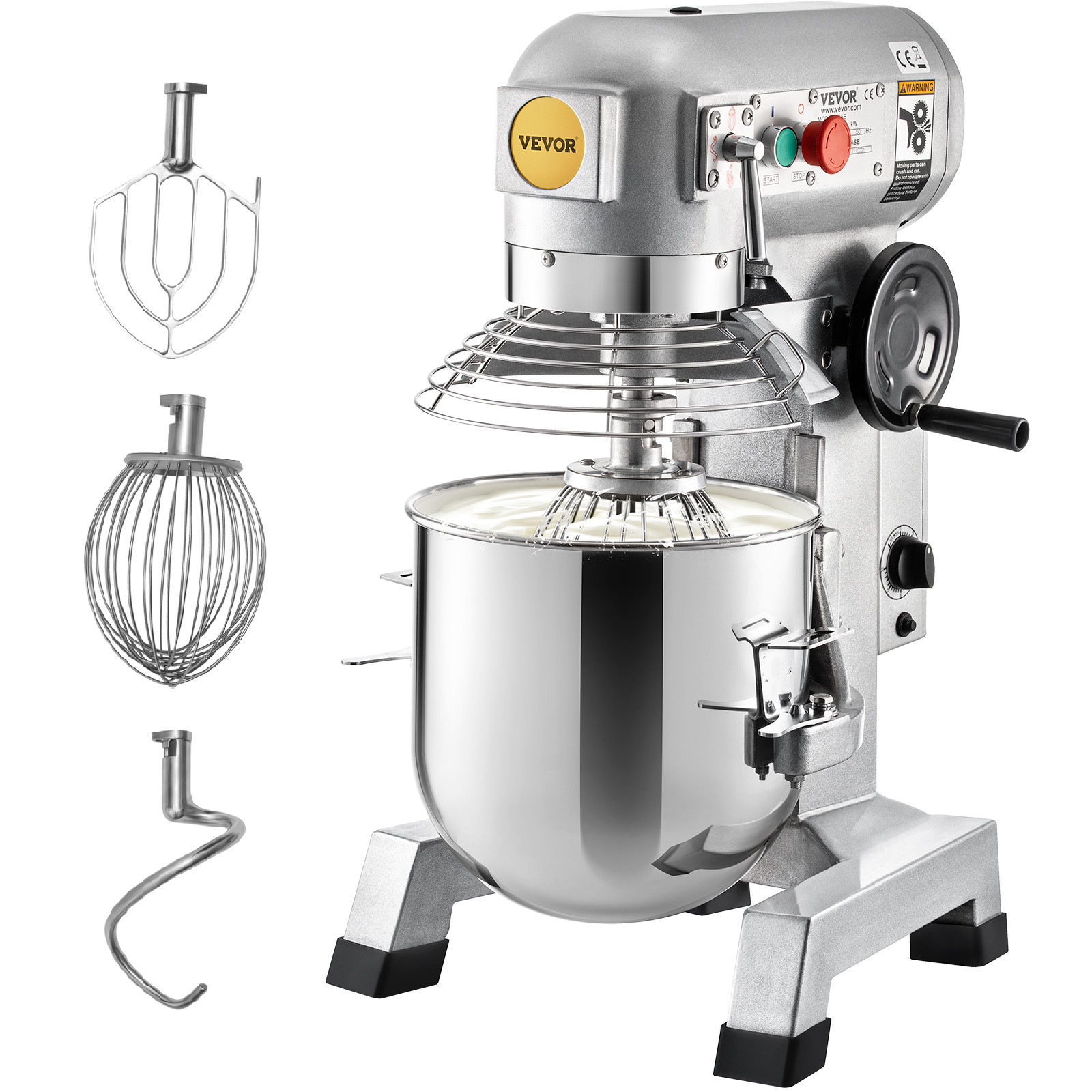 VEVOR Commercial Electric Food Mixer Stand Mixer 20Qt Dough Mixer 3 Speeds 750W