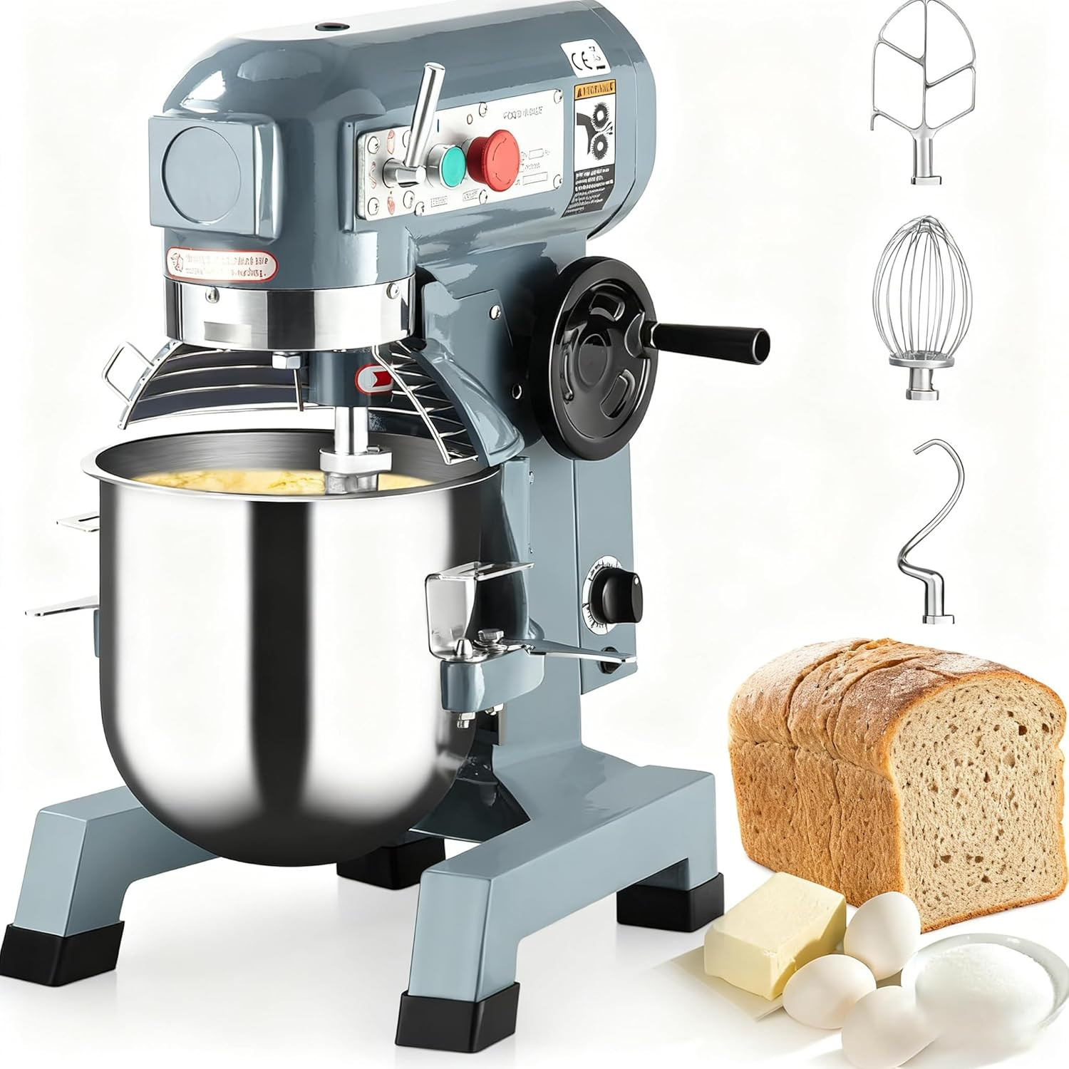 15Qt Heavy Duty Commercial Food Mixer with 3 Speeds & Timer for Bakeries