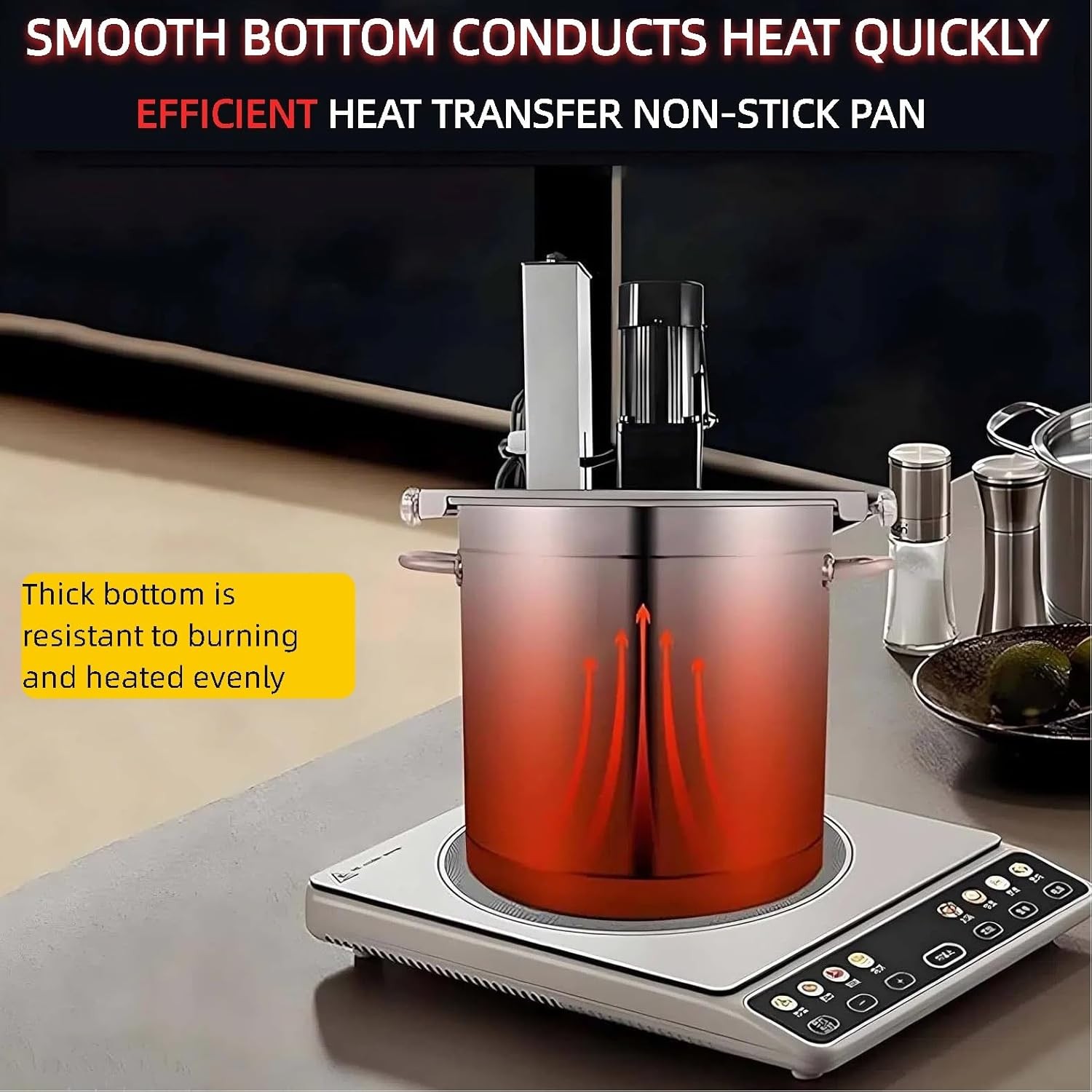 250W Automatic Food Mixer 110V Hot Pot Bottom Soup Stirrer Cooking Machine 15.7″