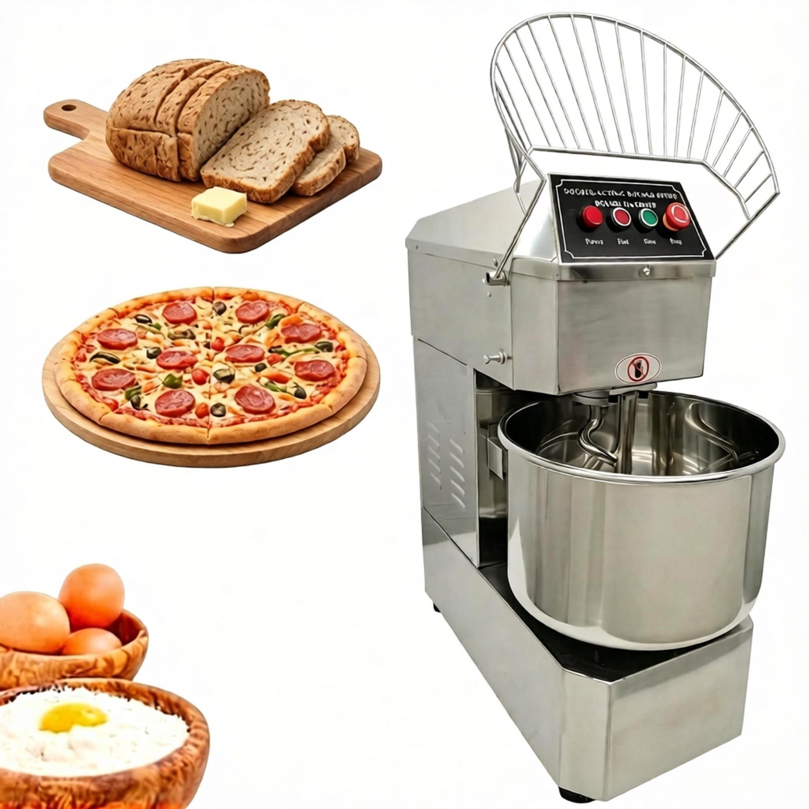 30L Commercial Food Mixer 110V Dual Speed Bakery Spiral Dough Kneading Machine