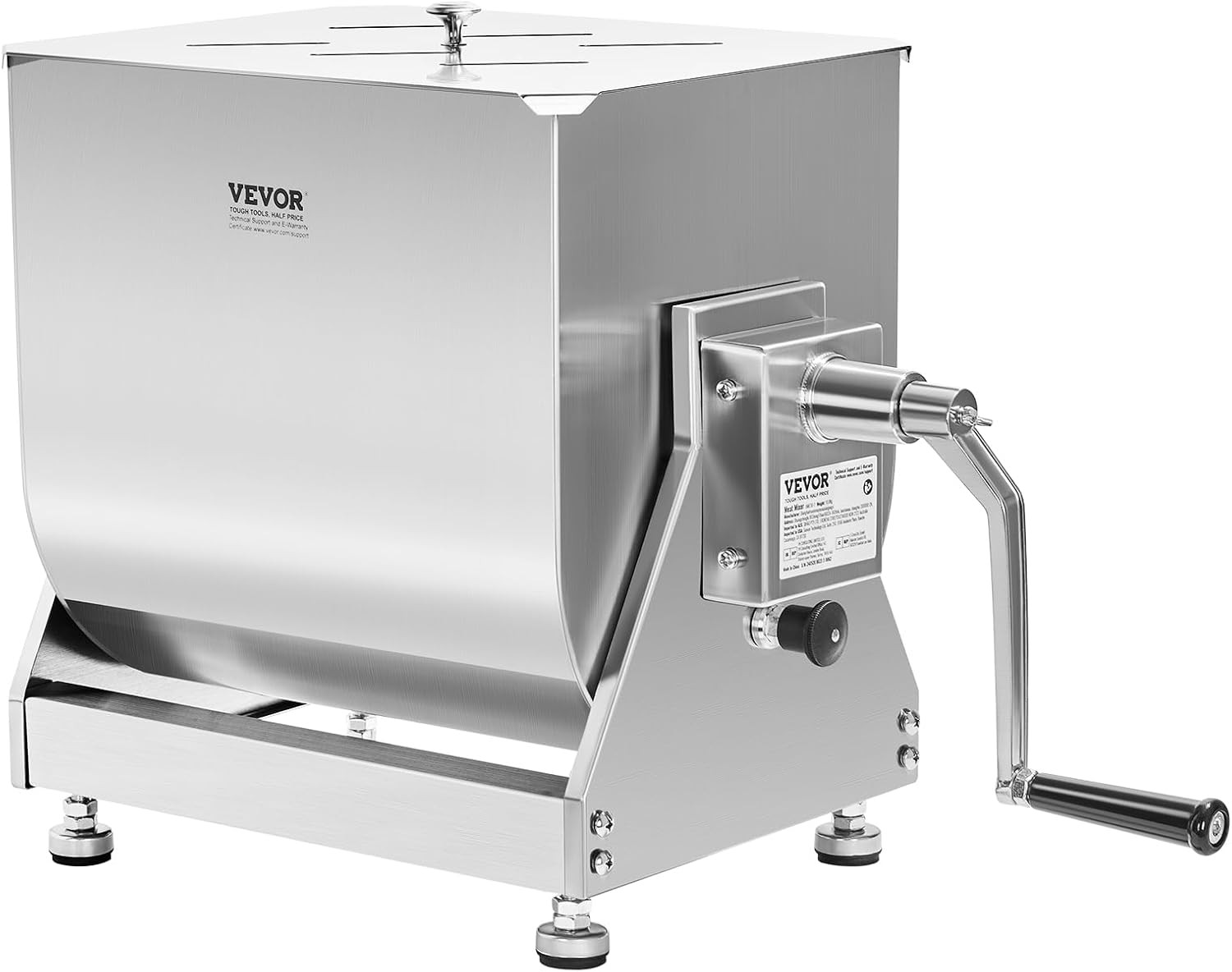 15lb Stainless Steel Manual Meat Mixer with Lid & Handle for Sausage Making