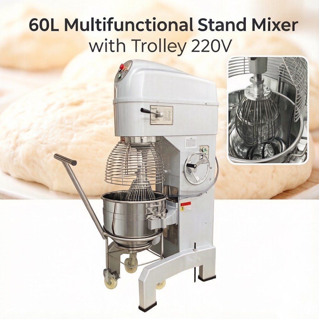 60L Multifunctional Stand Mixer Machine Trolley Commercial Dough Flour Kneading