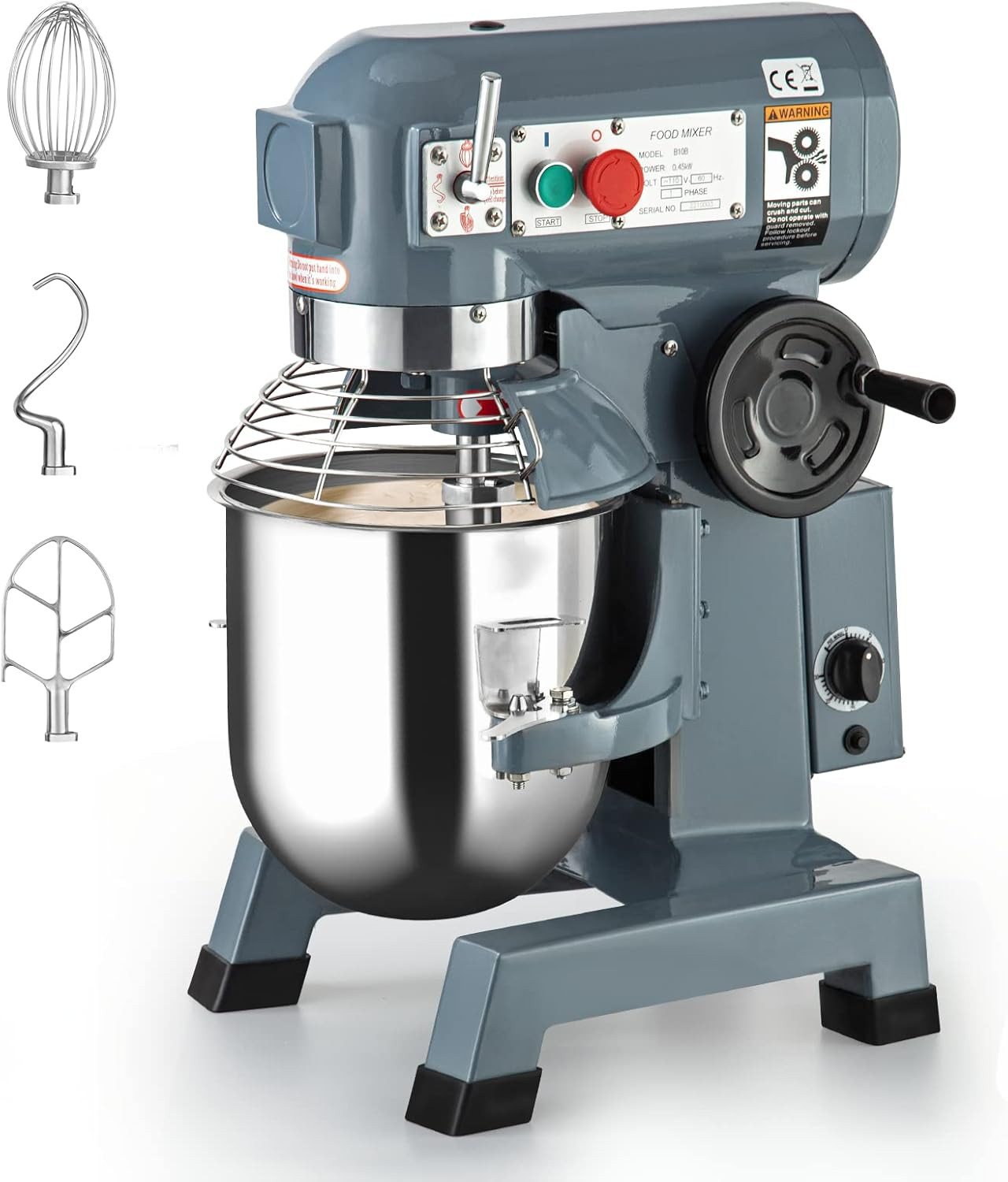 15QT Commercial Food Mixer 600W with Stainless Steel Bowl & Safety Guard