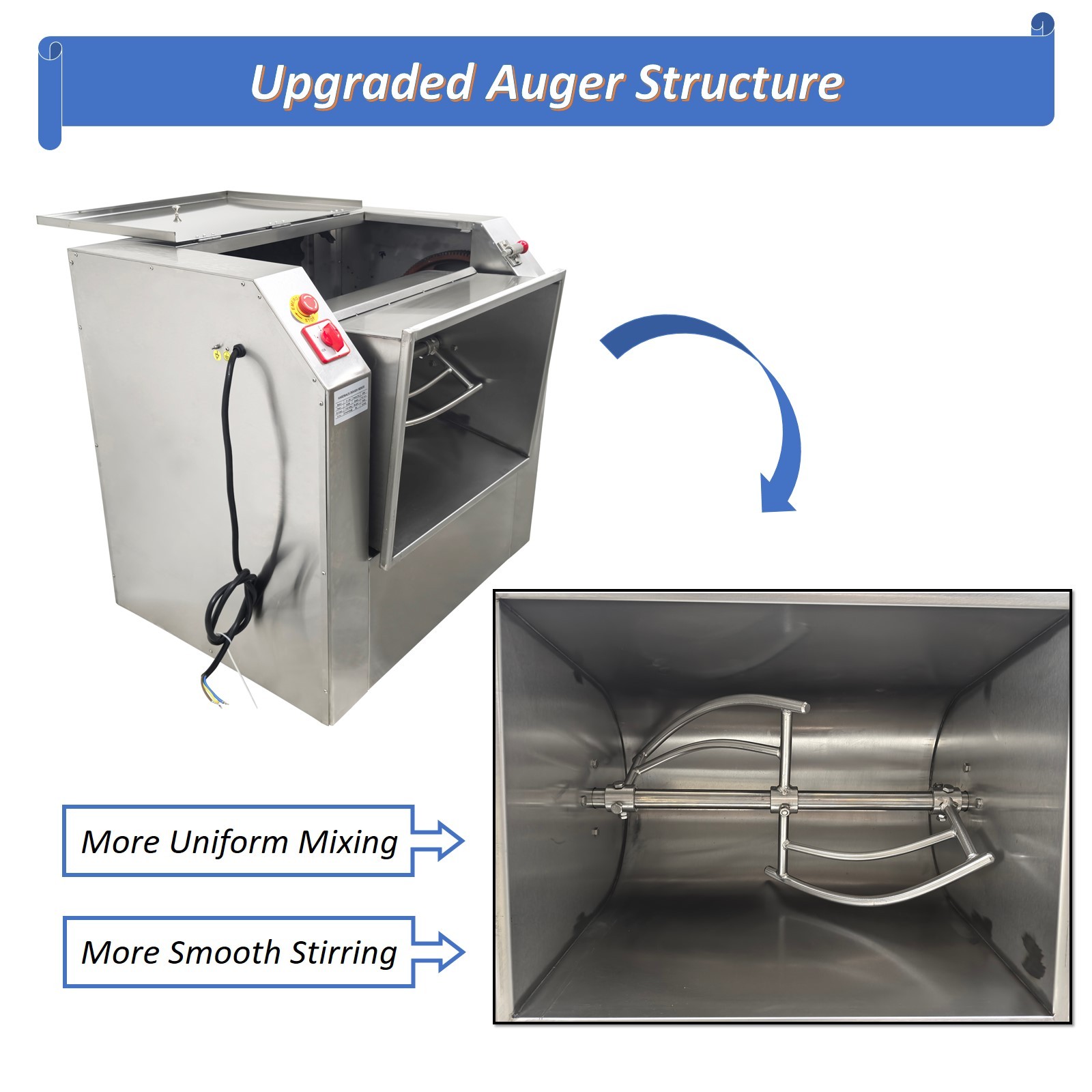 110V Electric Dough Mixer Machine 50Kg Commercial Flour Mixer 3KW 100QT