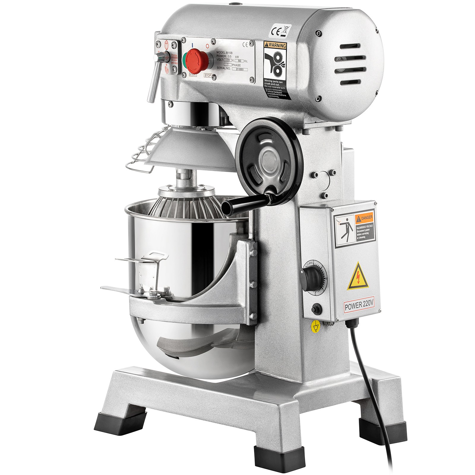 VEVOR Commercial 30Qt Dough Food Mixer 3 Speed Gear Driven Bakery 1100W w/ Timer