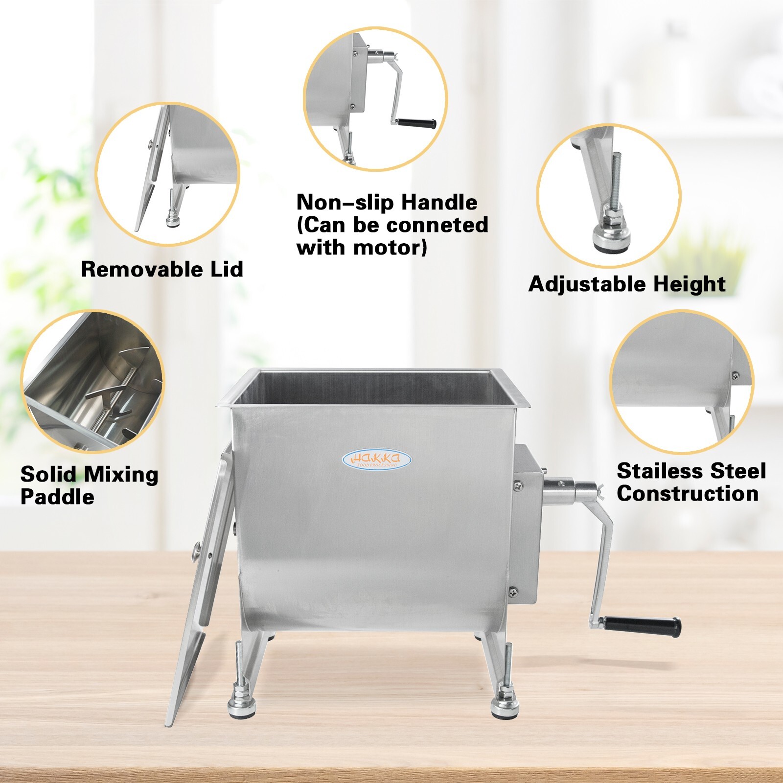 Hakka 60lbs/30L Capacity Tank Commercial Hopper Meat Mixer Sausage Processing