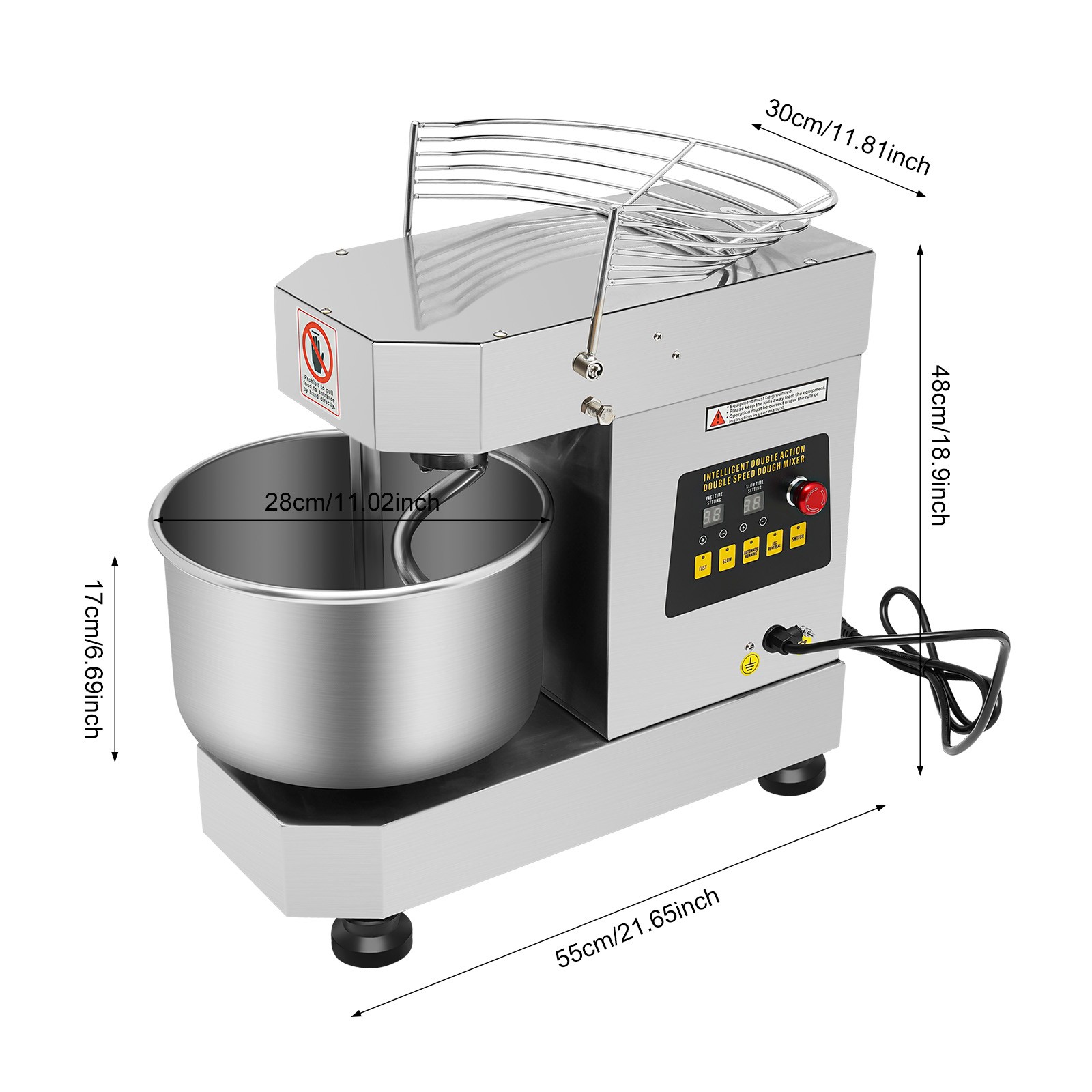 12Qt 2-Speed Commercial Food Mixer Electric Dough Mixer Pizza Bakery Mixer 750W