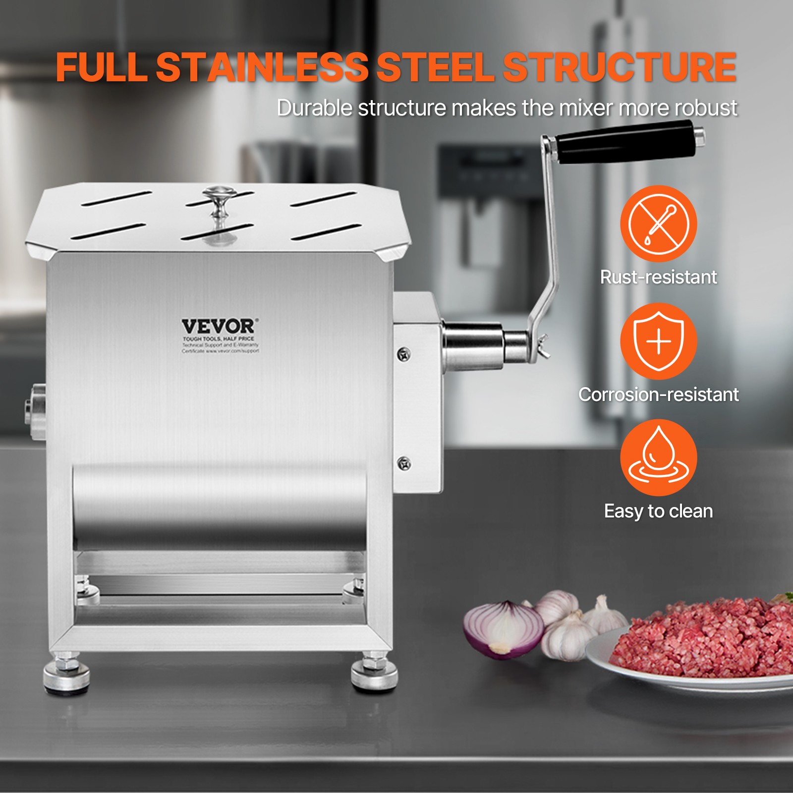 VEVOR Manual Meat Mixer Tank Mixing Max 15LB for Meat Sausage Mixer Machine