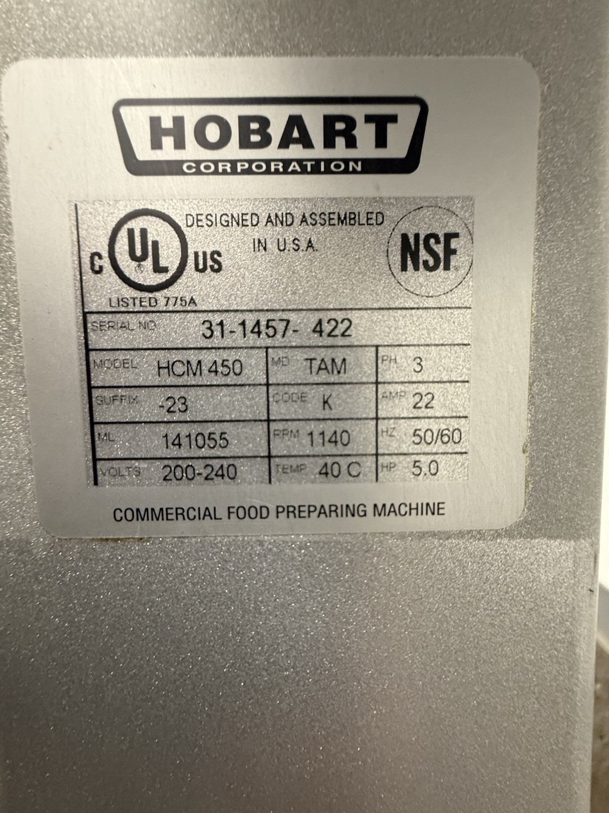 Hobart HCM450 45qt Vertical Cutter/mixer