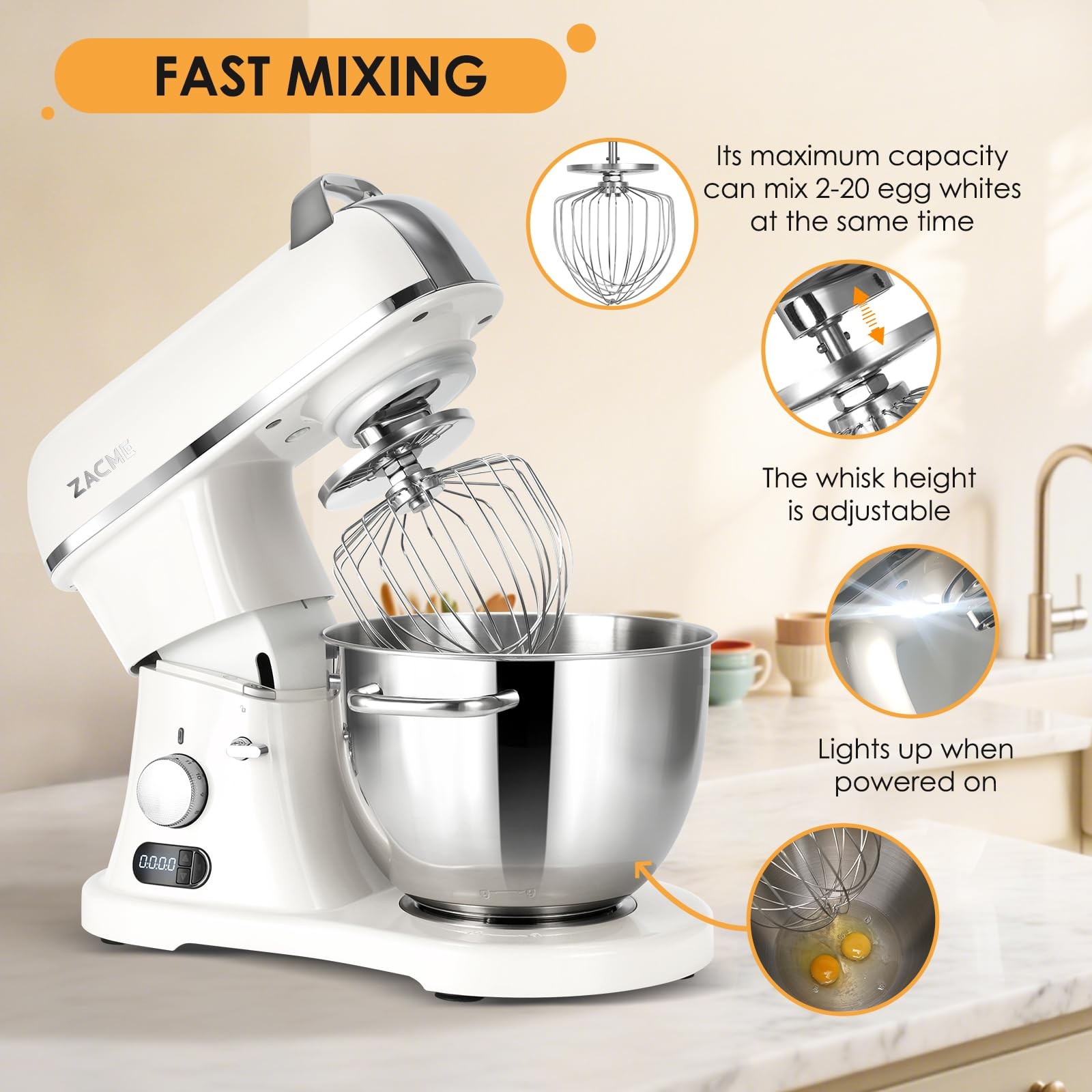 ZACME 8.4QT Commercial Stand Mixer 800W with Aluminum Die Casting Meets the