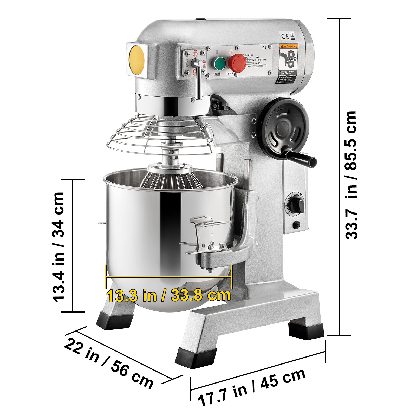 VEVOR Commercial 30Qt Dough Food Mixer 3 Speed Gear Driven Bakery 1100W w/ Timer