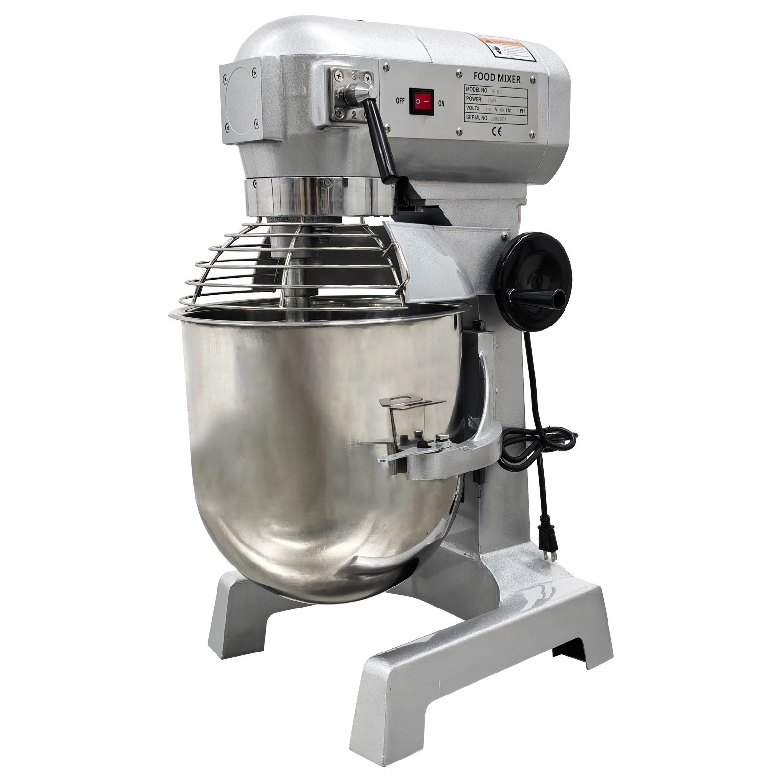 20qt Commercial Dough Mixer 110V 3-Speed Spiral Hook/ Beater Kneading Machine