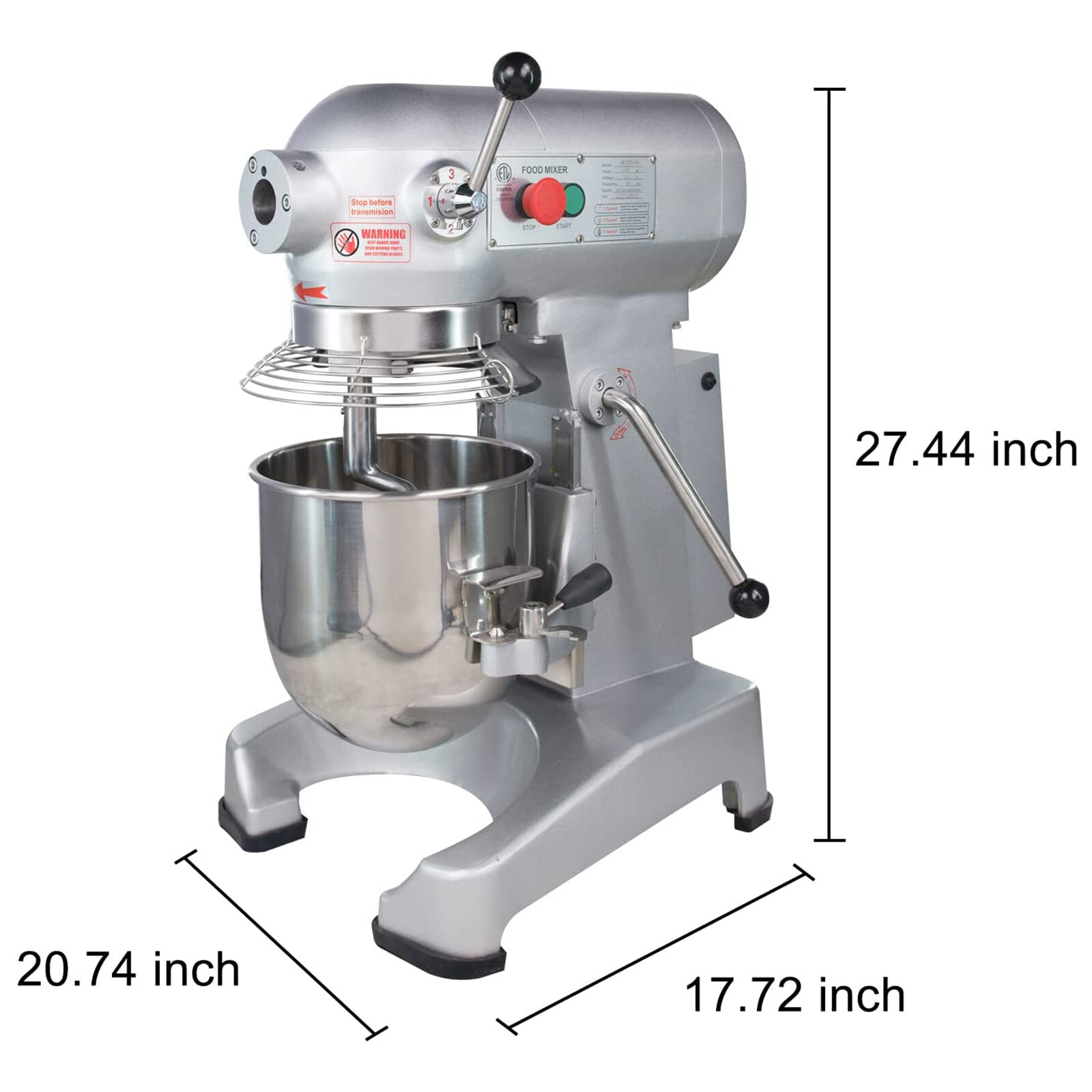 Hakka Commercial Planetary Mixer 10Qt Dough Food Mixer 4 Function Bakery 400W