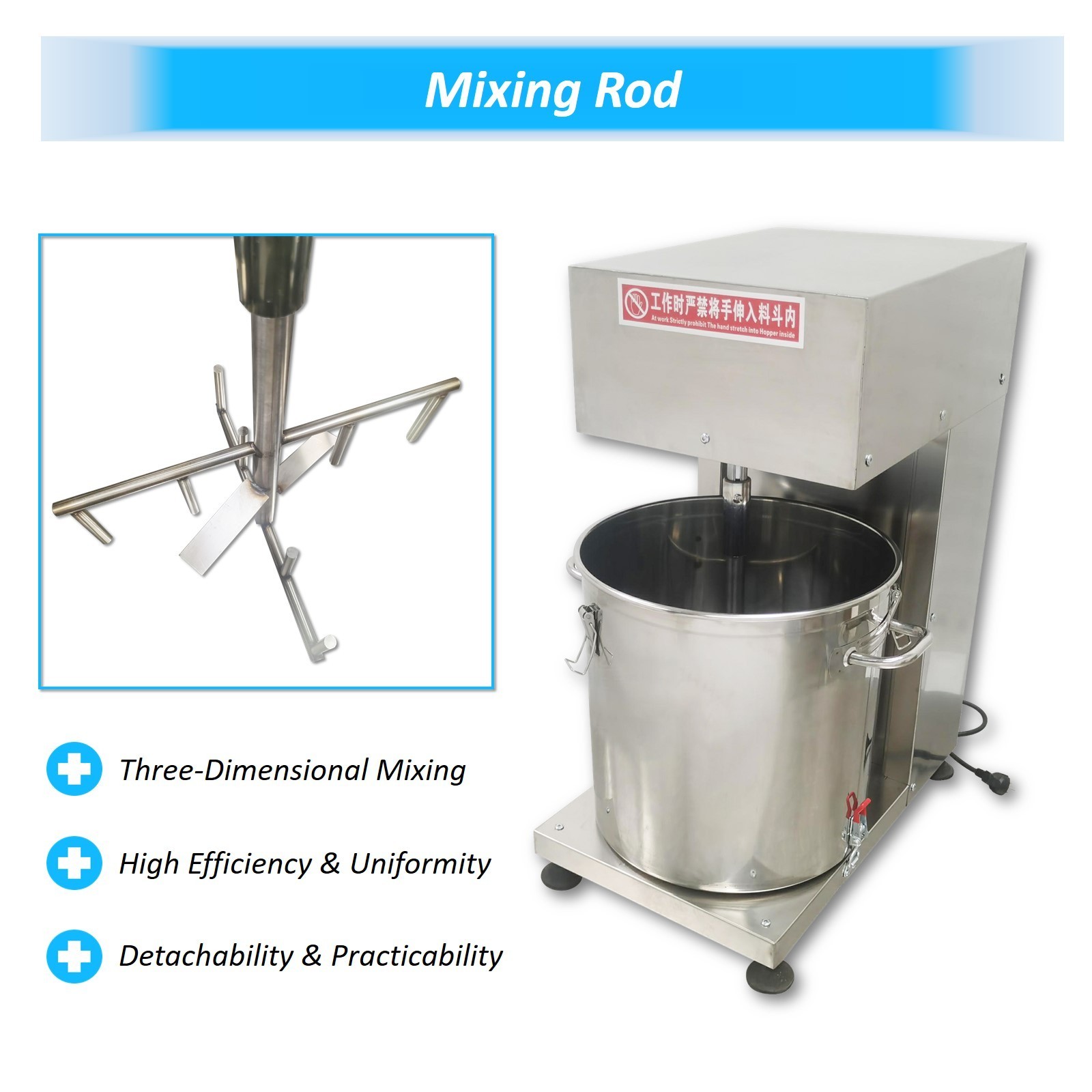 Electric Meat Vegetable Mixer 43L Commercial Stuffing Mixer Stainless Steel Mul