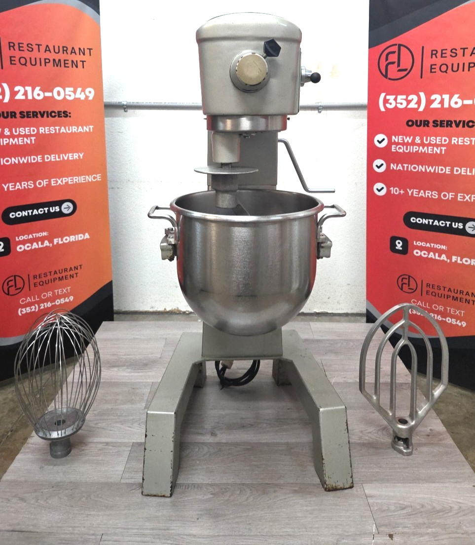 HOBART D300T 30QT MIXER W/ HOOK, WHIP, PADDLE,TIMER, BOWL – 1 Phase – WATCH VID!