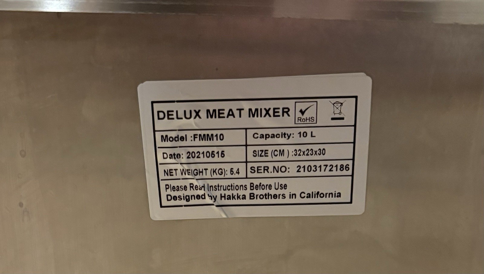 Hakka Manual Meat Mixer 20lbs 10L Sausage Mixing Food Mixer Fixed Tank Machine