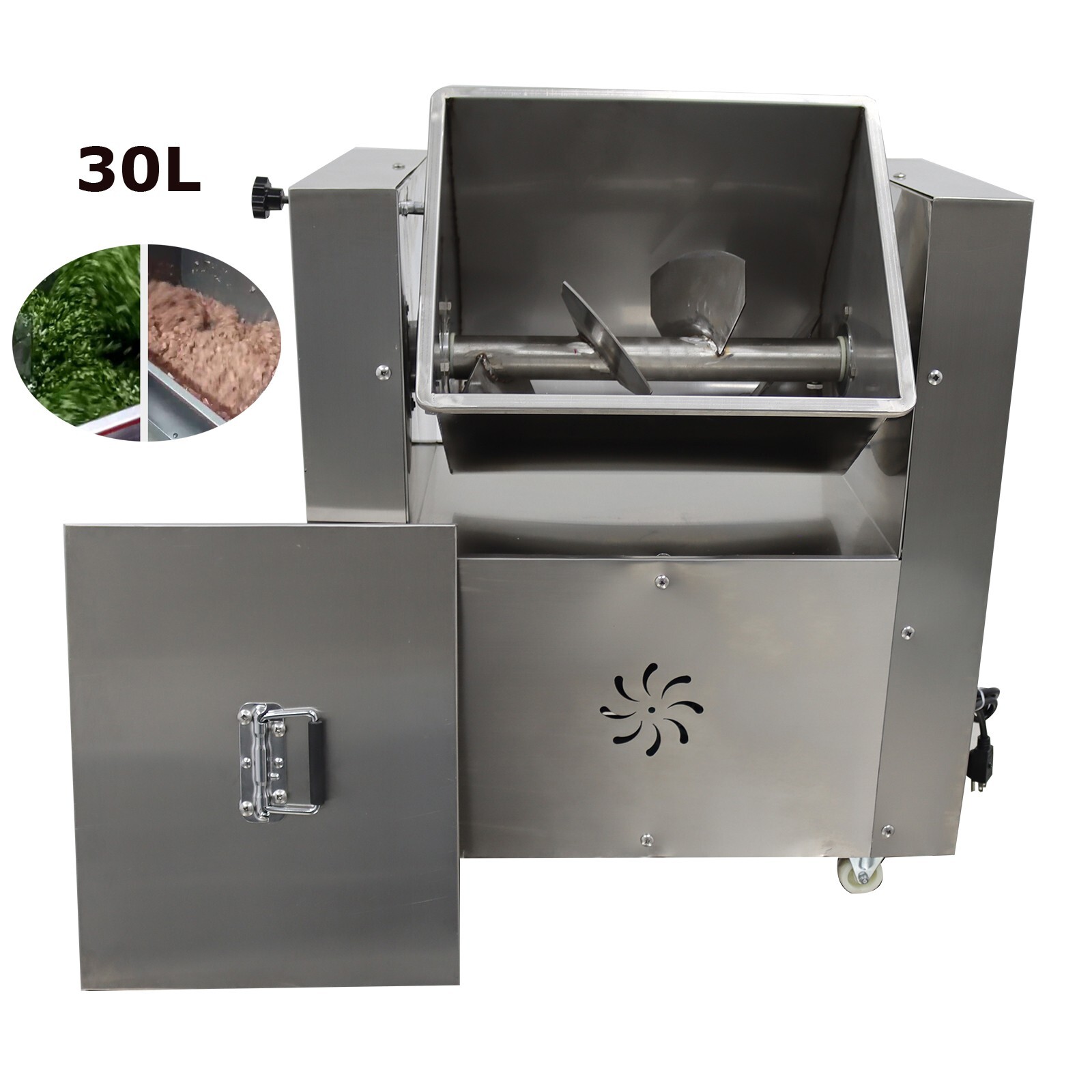 30L Capacity Electric Meat Vegetable Mixer BlenderTilt Tank Stainless Steel70RPM