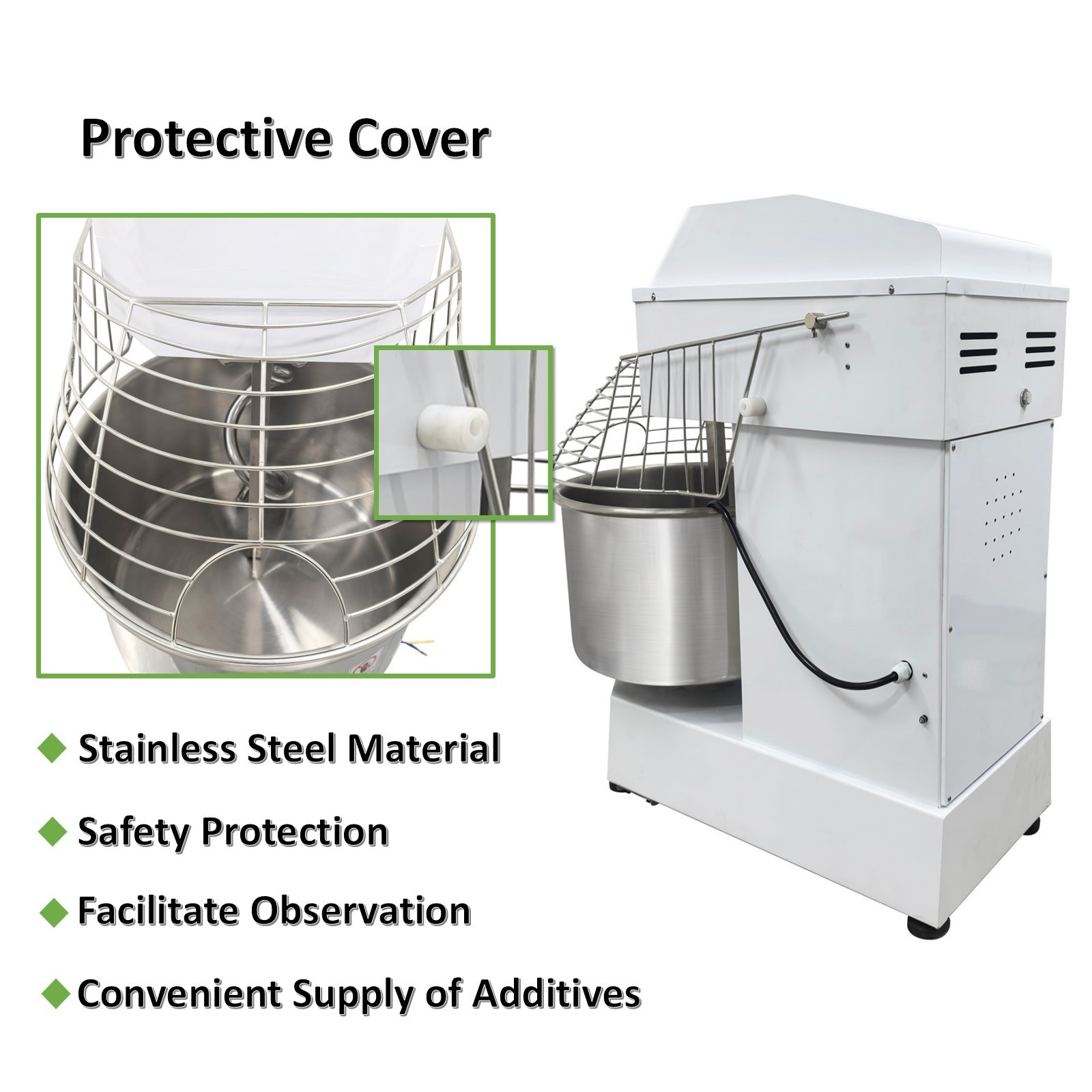 50L Commercial Dough Mixer 220V Double Action Double Speed Spiral Flour Mixer US