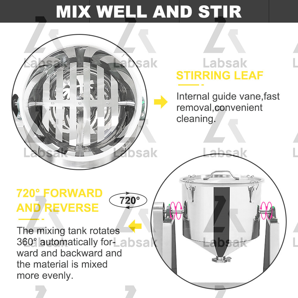 Stainless Steel Electric Dry Powder Mixer Chemical Food Blender Machine 5-20KG