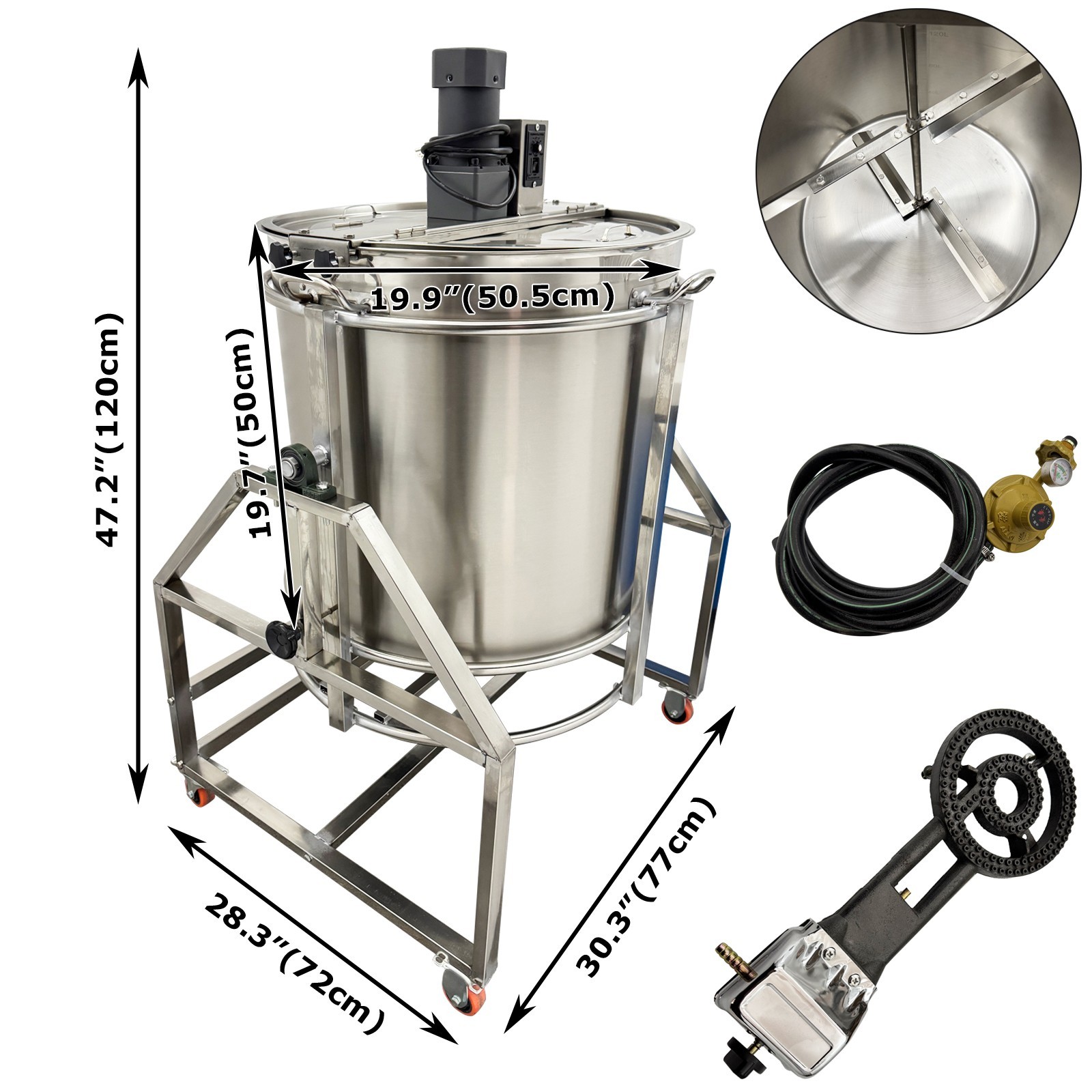 110V 98L Food Stirring Pot Hand Tilt Natural Gas and Electric Stirrer Mixer 500W