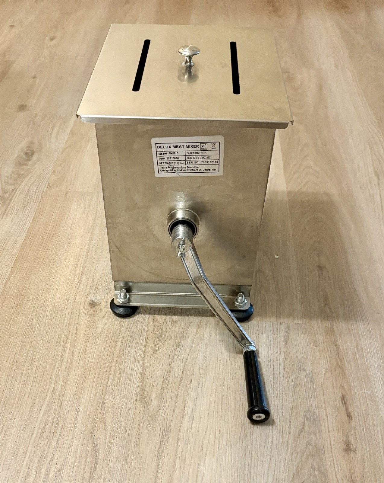 Hakka Manual Meat Mixer 20lbs 10L Sausage Mixing Food Mixer Fixed Tank Machine